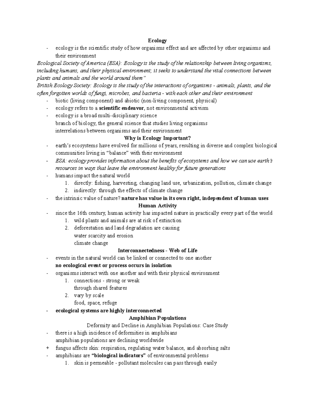 Ecology Concepts and Environmental Impacts - Course Code: Ecology 2025 ...