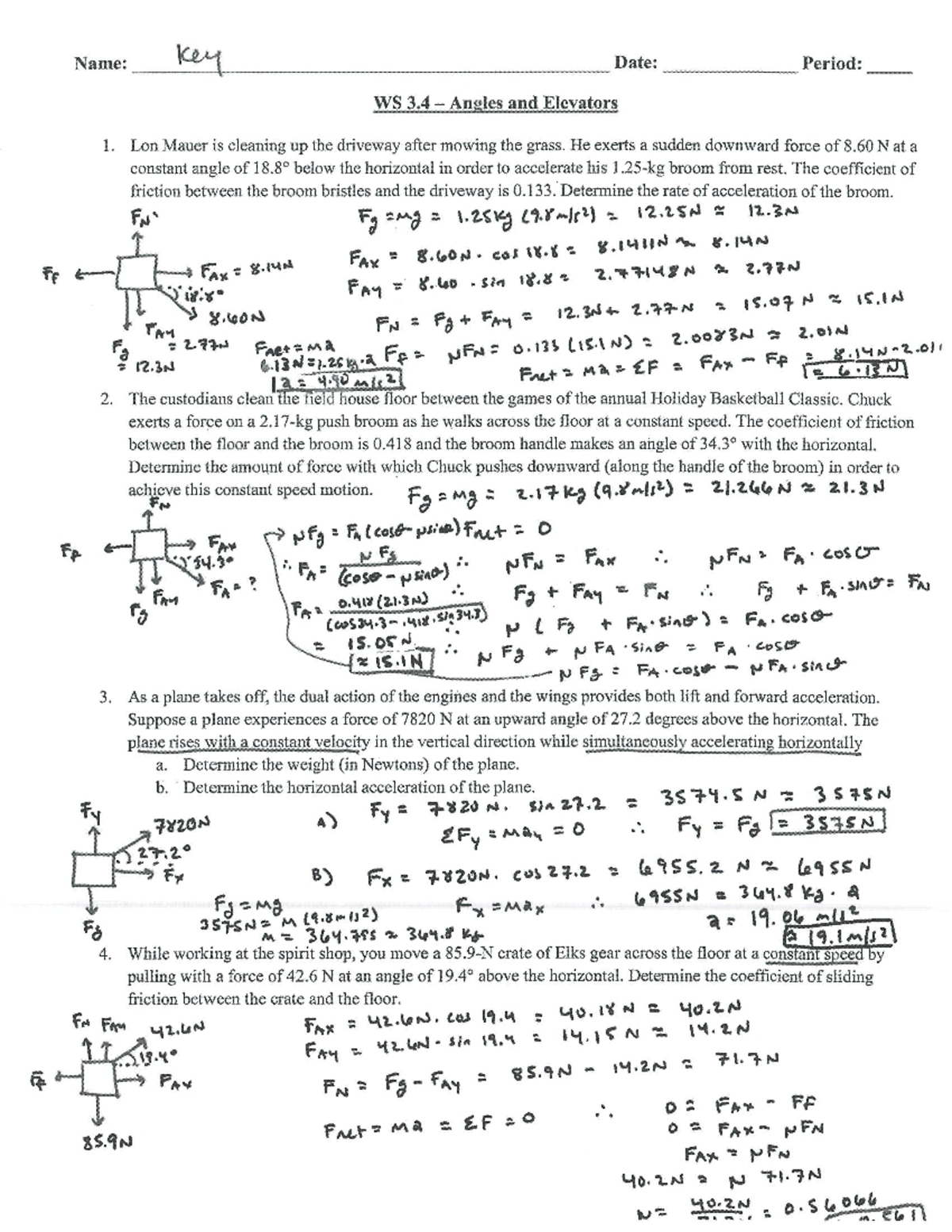 AP Physics 1: Forces Review Packet Answer Key - Studocu