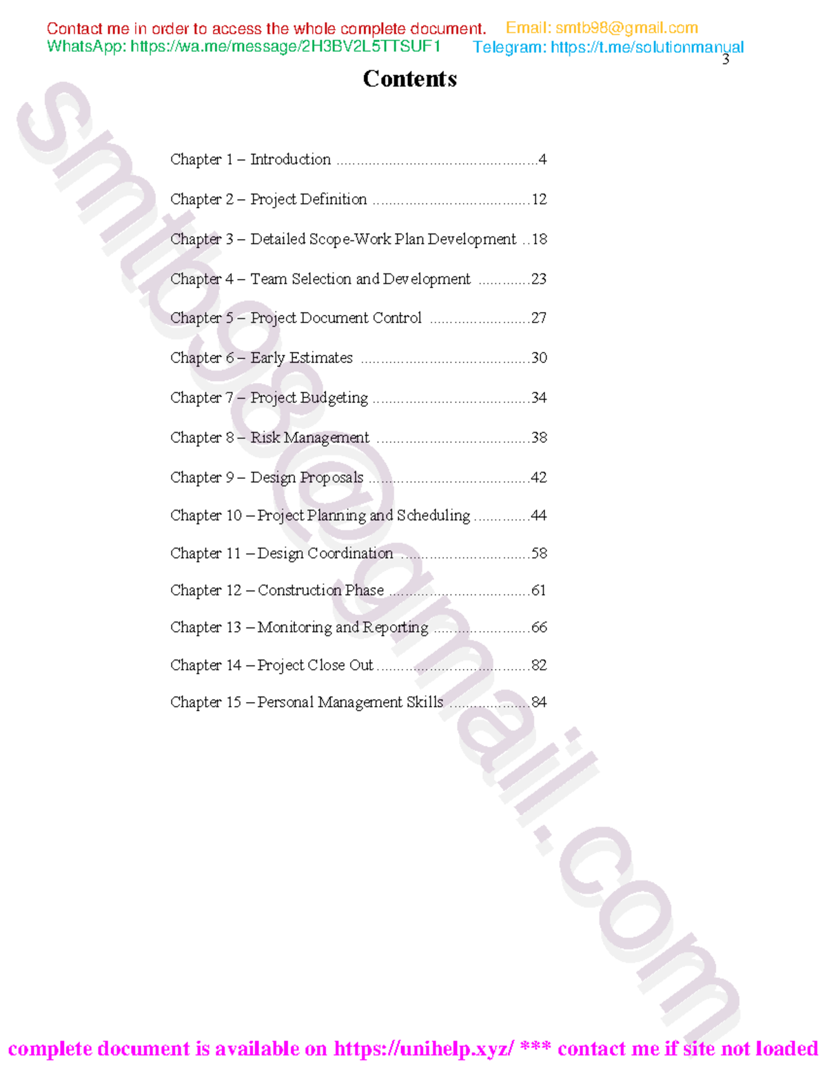 Solution Manual: Project Management for Engineering & Construction (4th ...