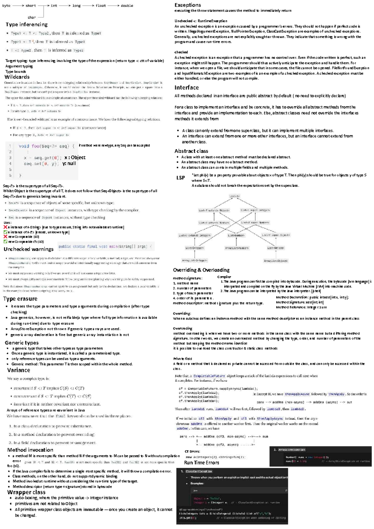 Java Exceptions and Generics Overview - 2030 Notes - Studocu