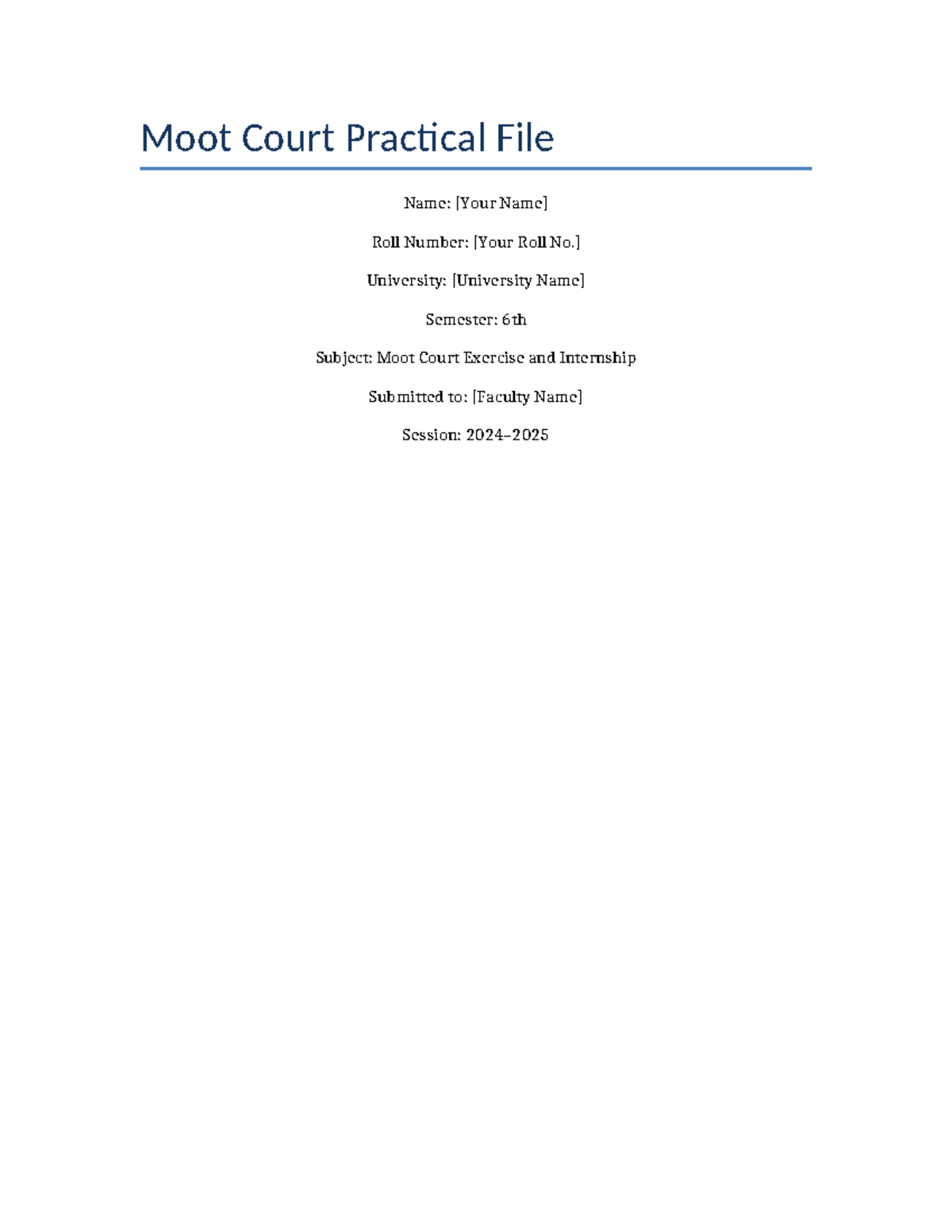 Moot Court Practical File - LLB 6th Semester - Studocu