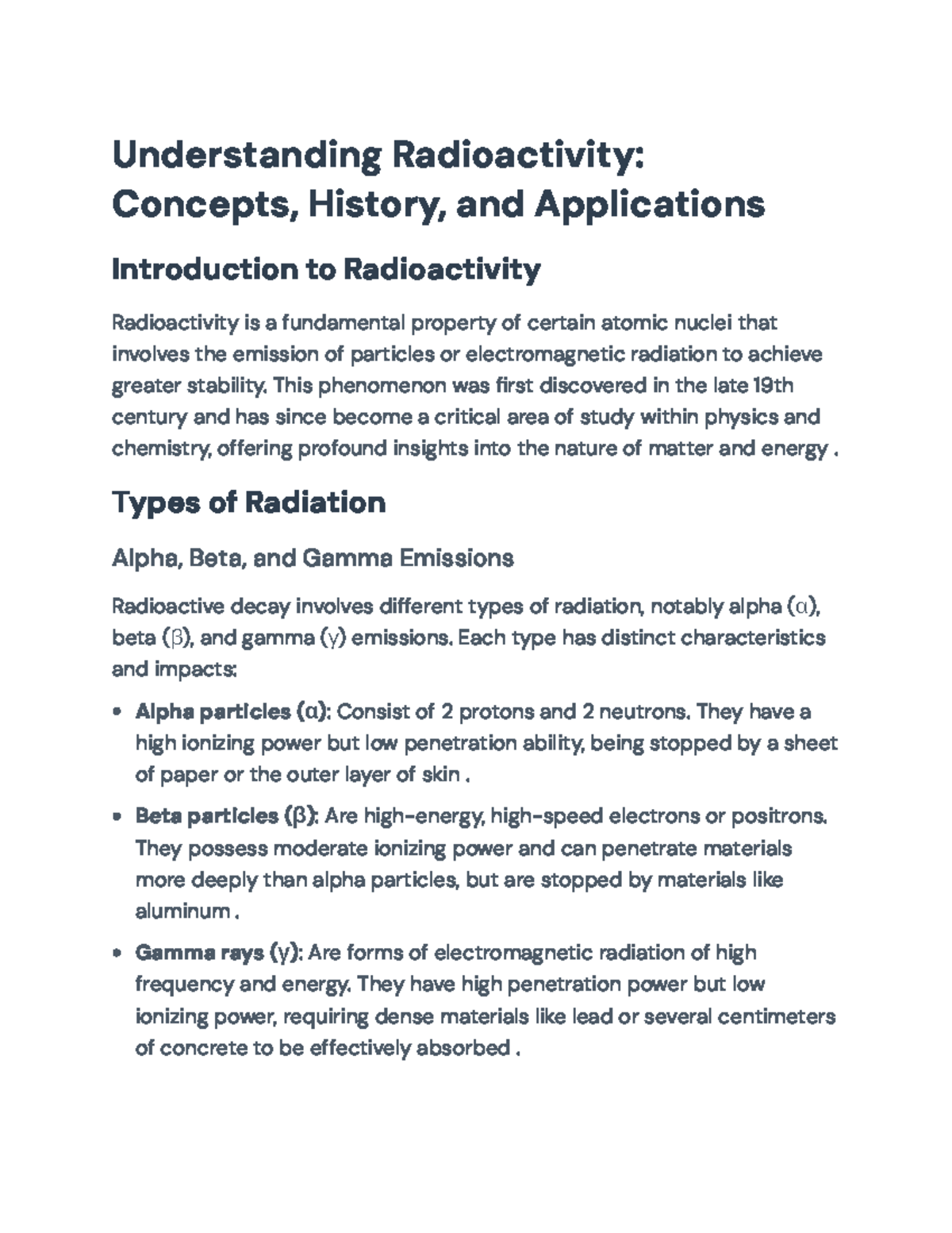 Understanding Radioactivity: Concepts, History, Applications, and ...