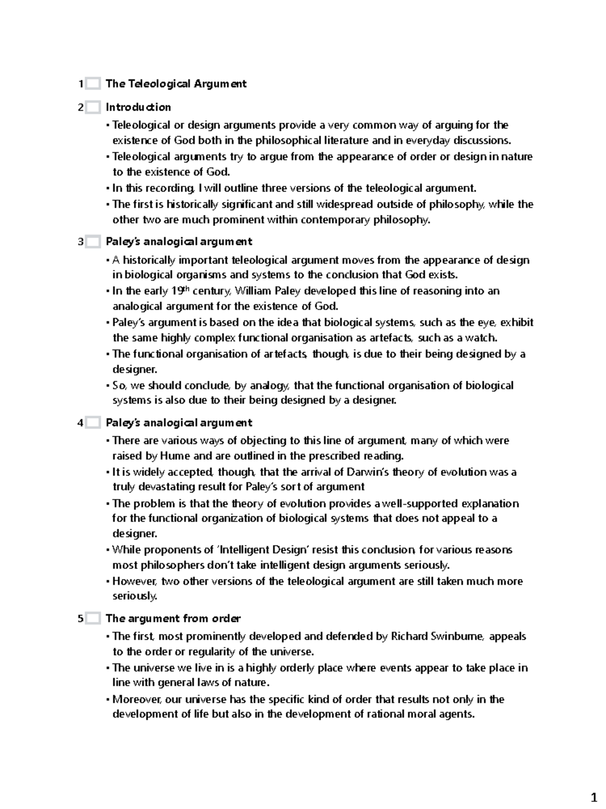 Teleological Argument in Philosophy (PHIL 101): Paley and Fine-Tuning ...