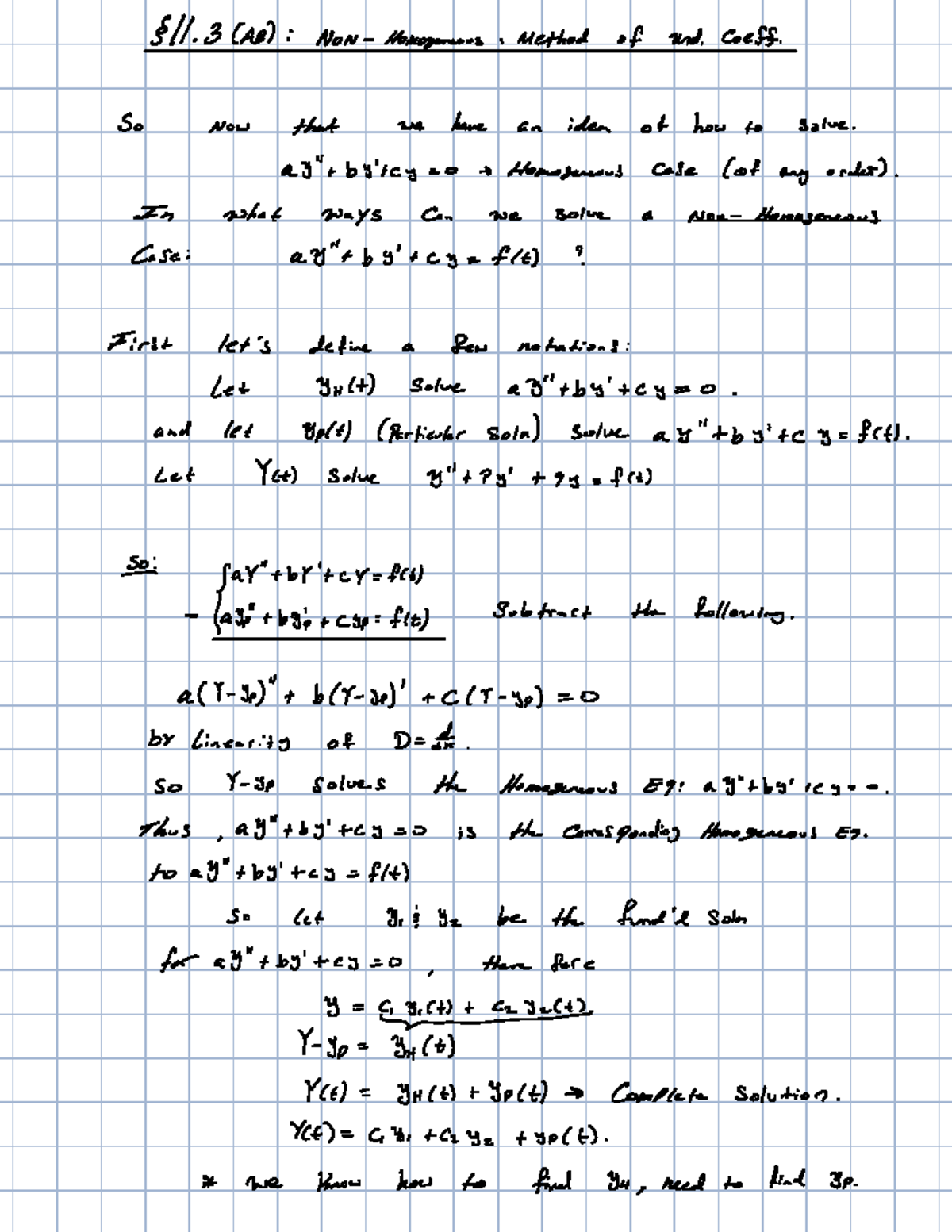 11.3AB Non-Homogeneous Differential Equations: Undetermined ...