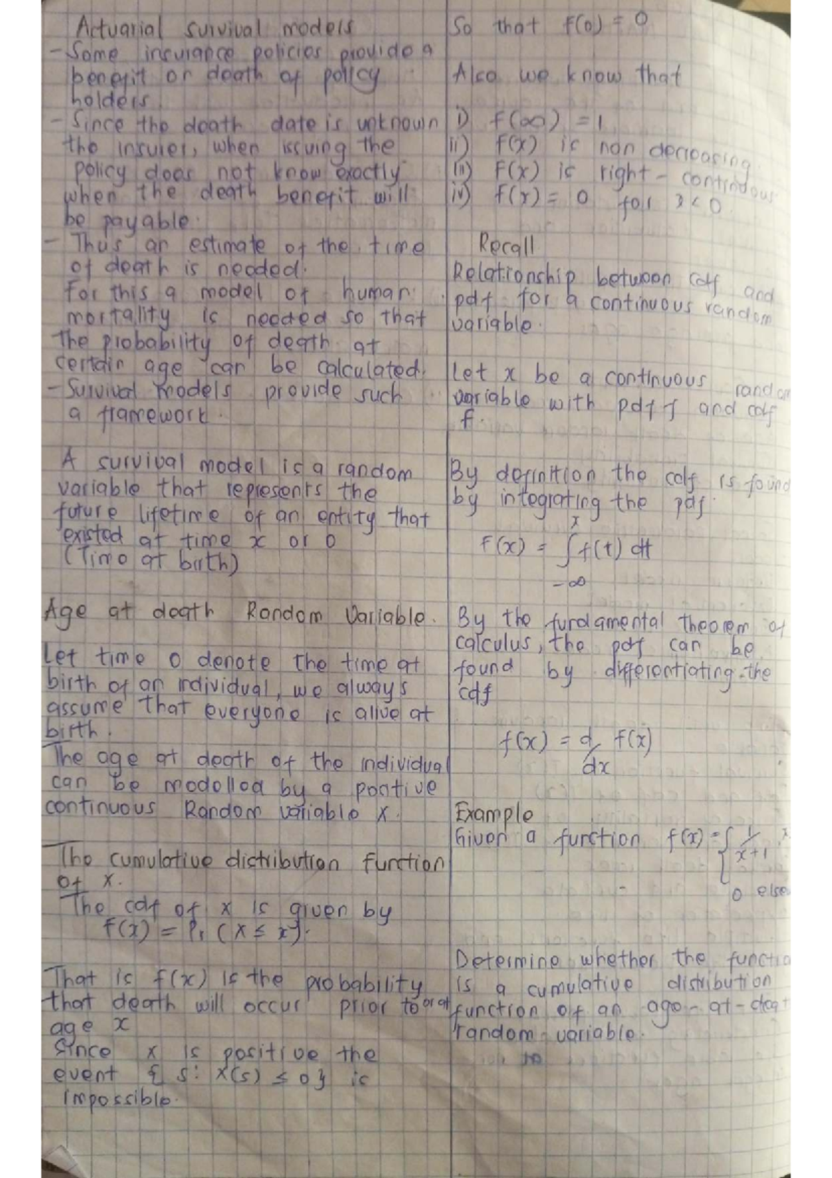 Actuarial Math 2 - Survival Models and Probability Analysis Notes - Studocu