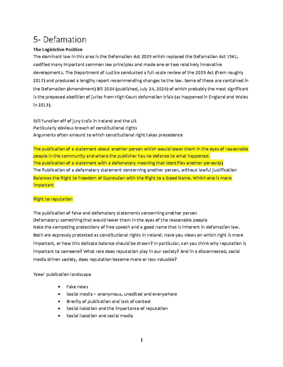 Defamation Law Overview: Key Insights from the Defamation Act 2009 ...