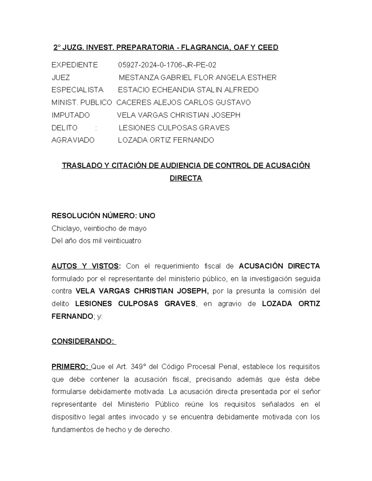 Control de Acusación Directa en Proceso Penal 21/2025 - Studocu