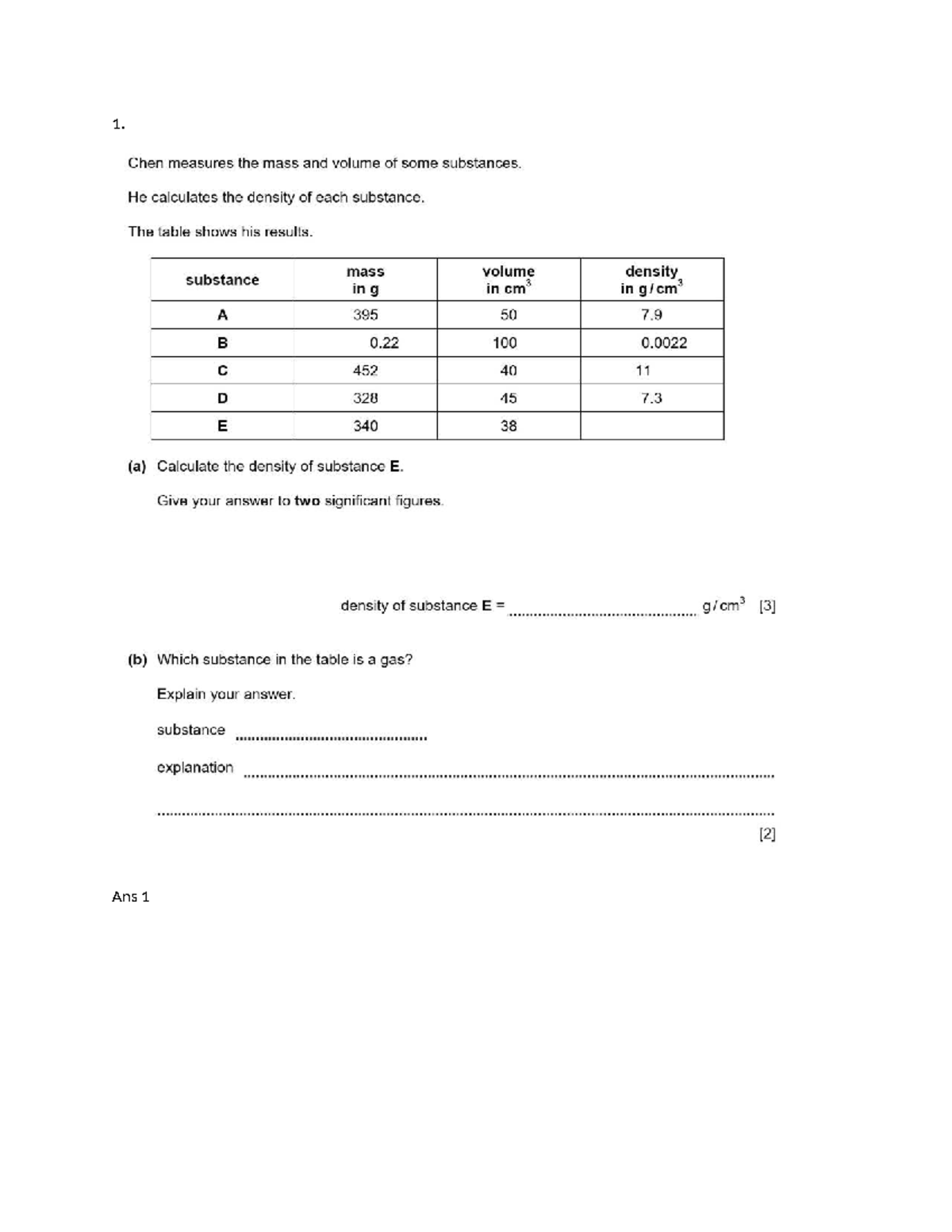 Density Calculations and Comparisons - Science Stage 9 Paper 2 - Studocu