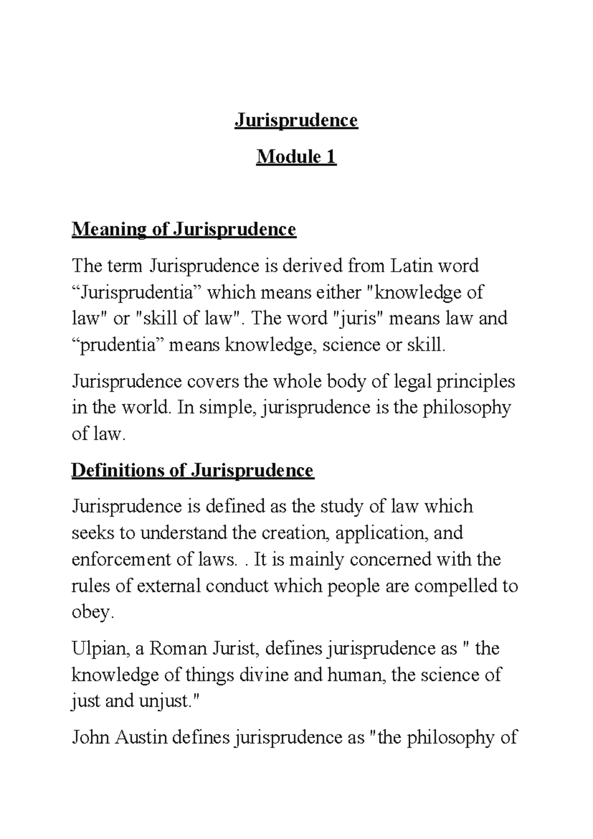 Jurisprudence Module 1: Key Concepts and Theories - Studocu