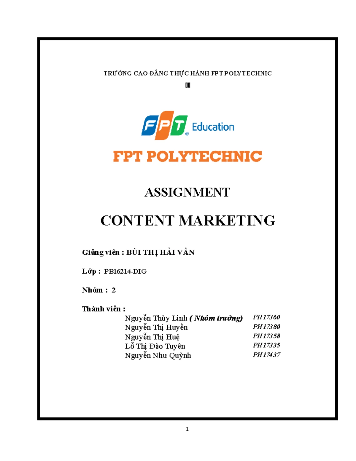 Tài liệu markeyong tổng hợp khóa hoạc 2 năm 4 tháng - ASSIGNMENT NGHIÊN ...