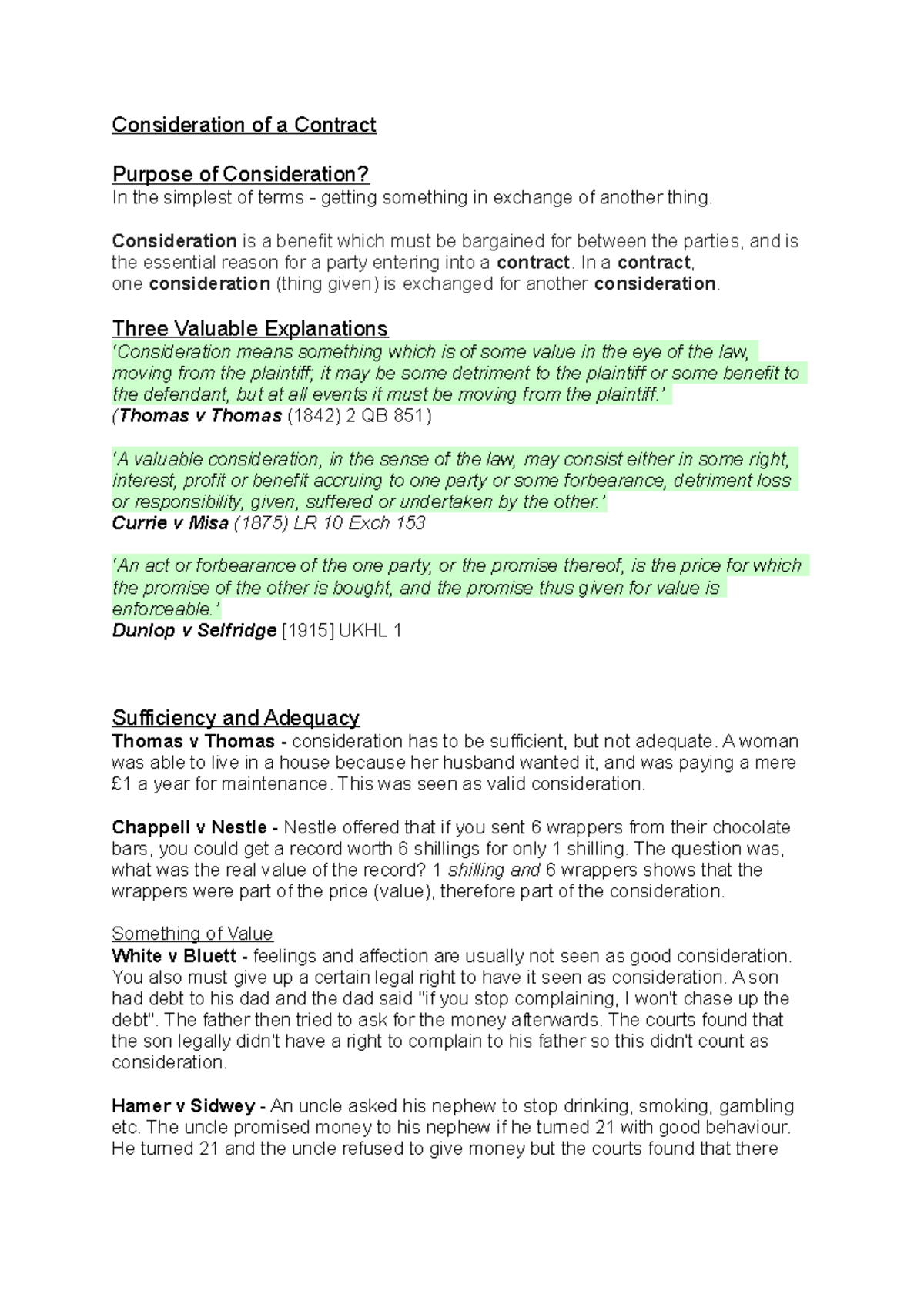Formation of a Contract - Consideration Explained (Part 3) - Studocu