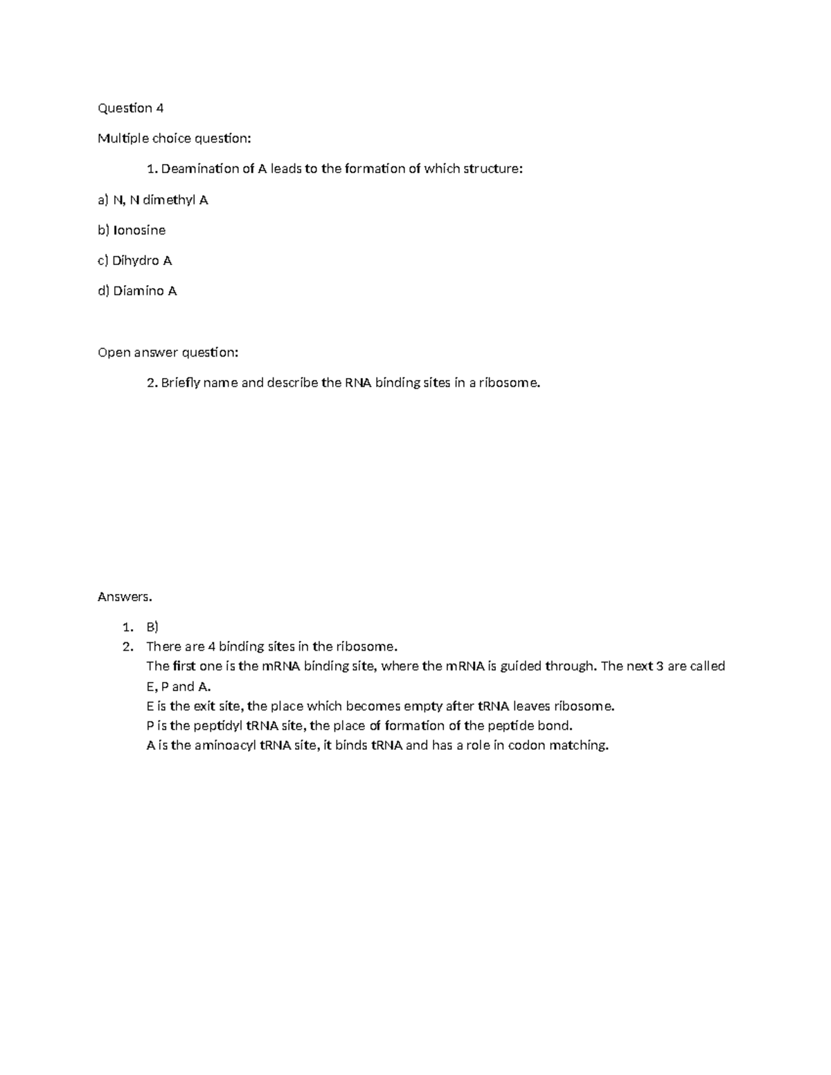 BSMB Mock Exam Questions: MCQ & Open Q on Ribosome Binding Sites ...