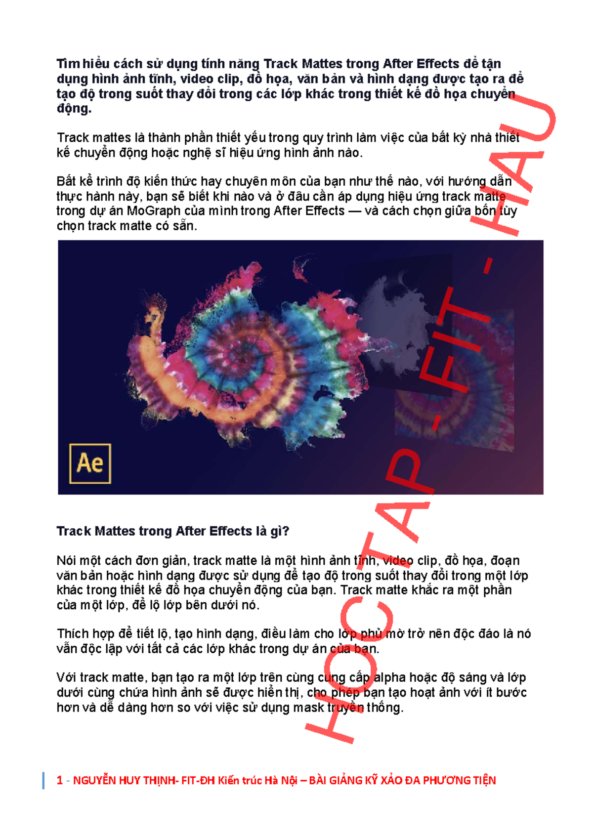 Hướng dẫn Sử dụng Track Mattes trong After Effects: Phân biệt Alpha và ...