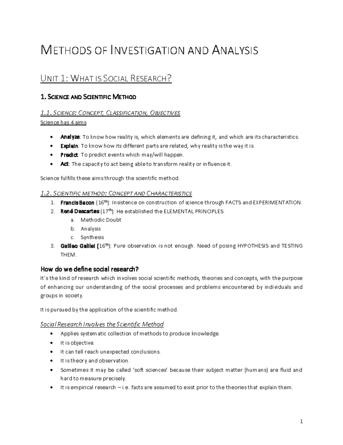 Methods of Investigation and Analysis: Social Research Overview - Studocu