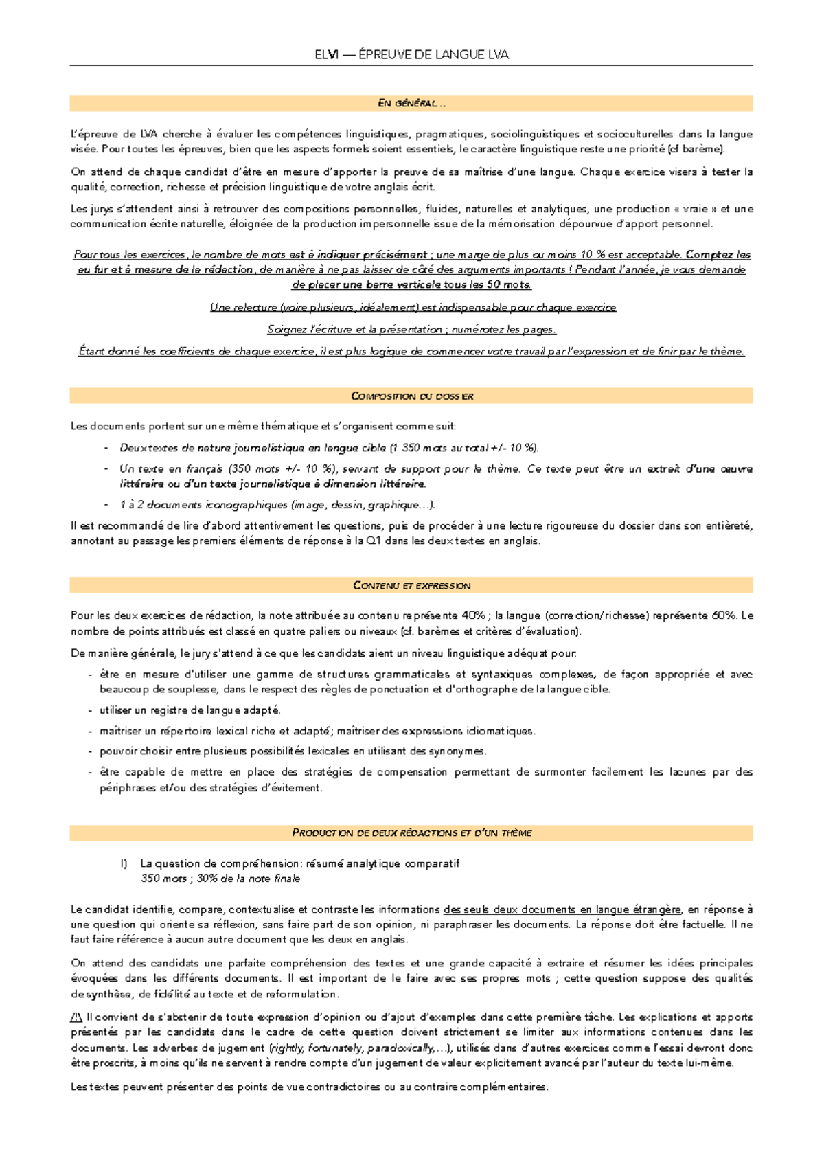 ELVI ÉPREUVE DE LANGUE LVA : Méthodologie Q1 et Q2 - Studocu