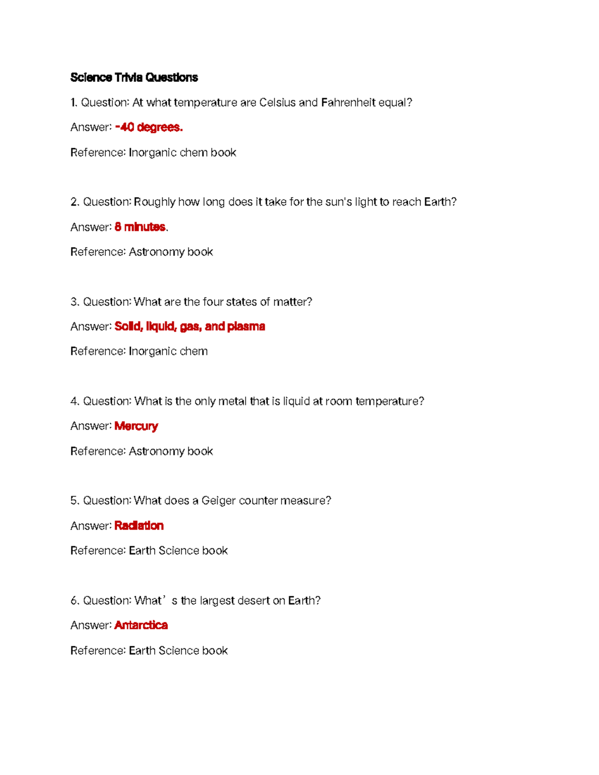10-Science-Trivia - Science trivia - Science Trivia Questions Question ...