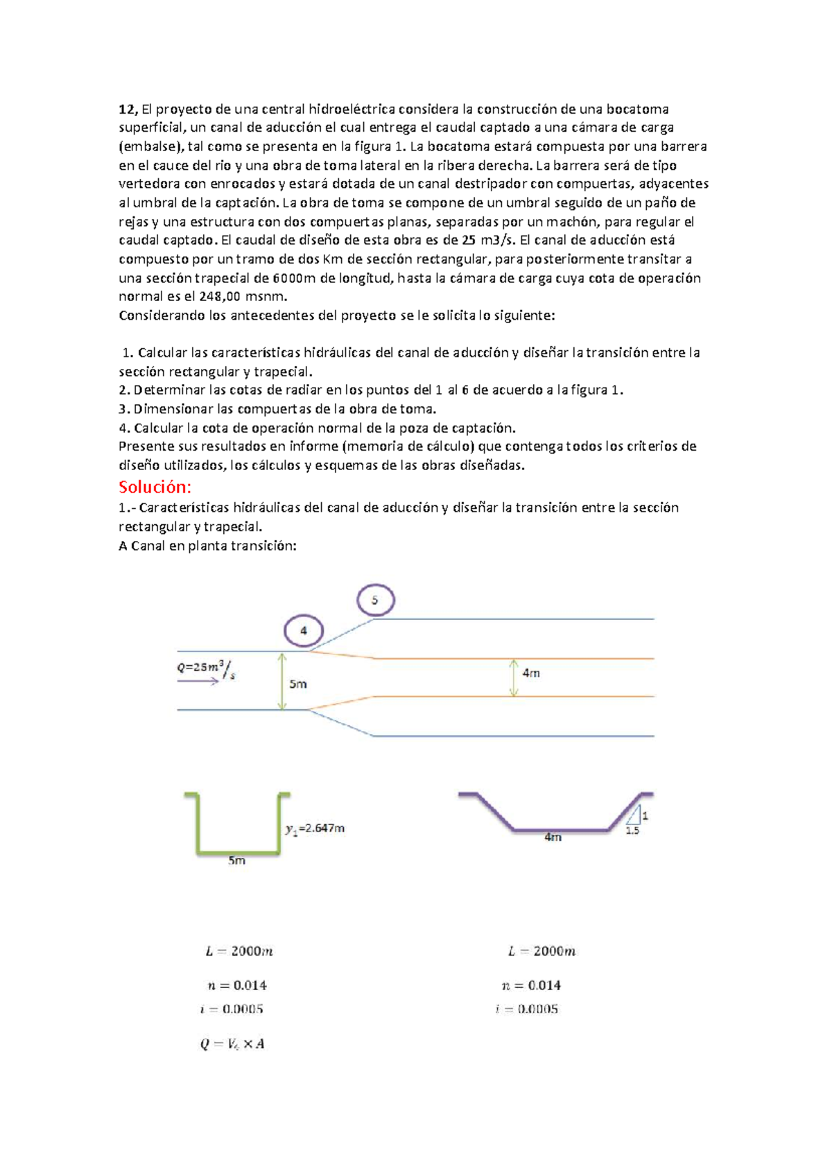 12 y 13 - Ejercicio de Diseño de Central Hidroeléctrica - Document Preview