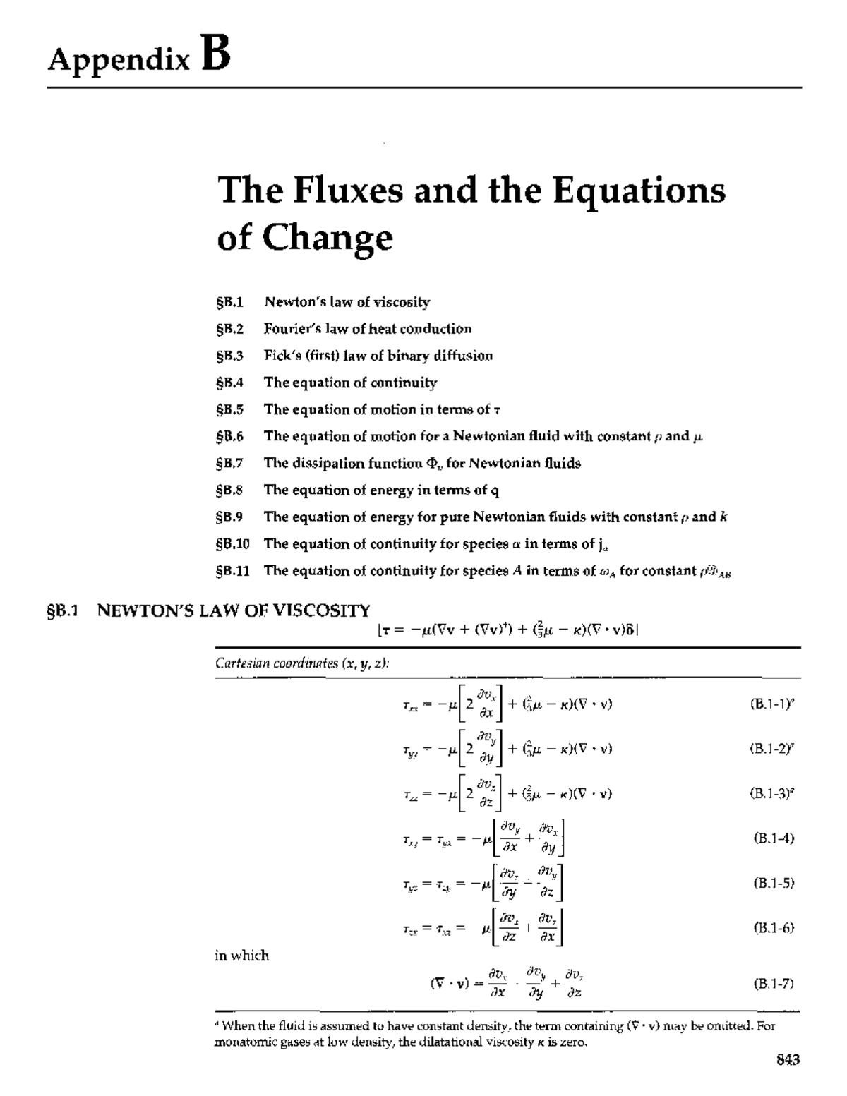 Appendix B: Fluxes & Equations of Change (BSL) Analysis Notes - Studocu