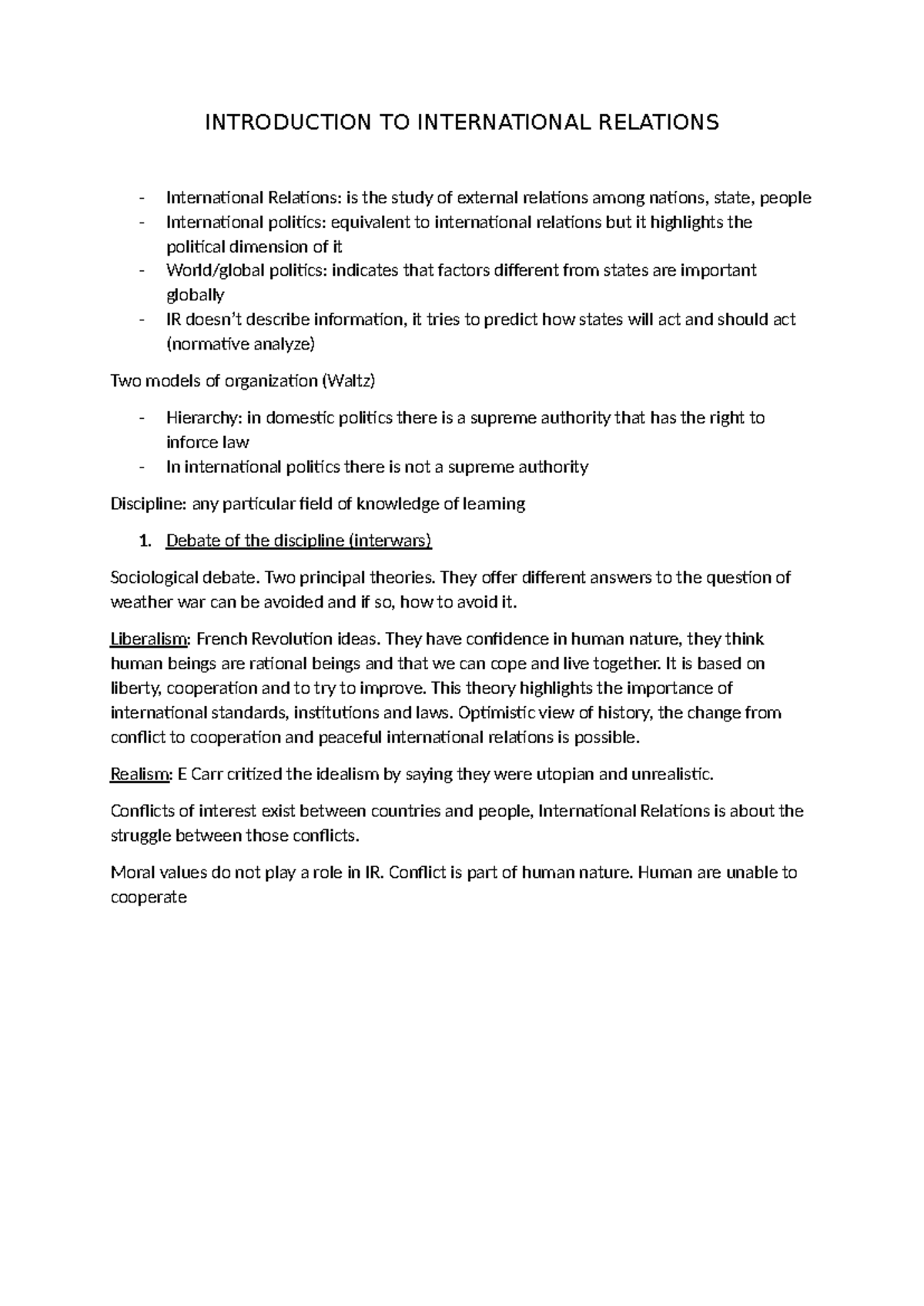 Introduction to International Relations - INTRODUCTION TO INTERNATIONAL ...