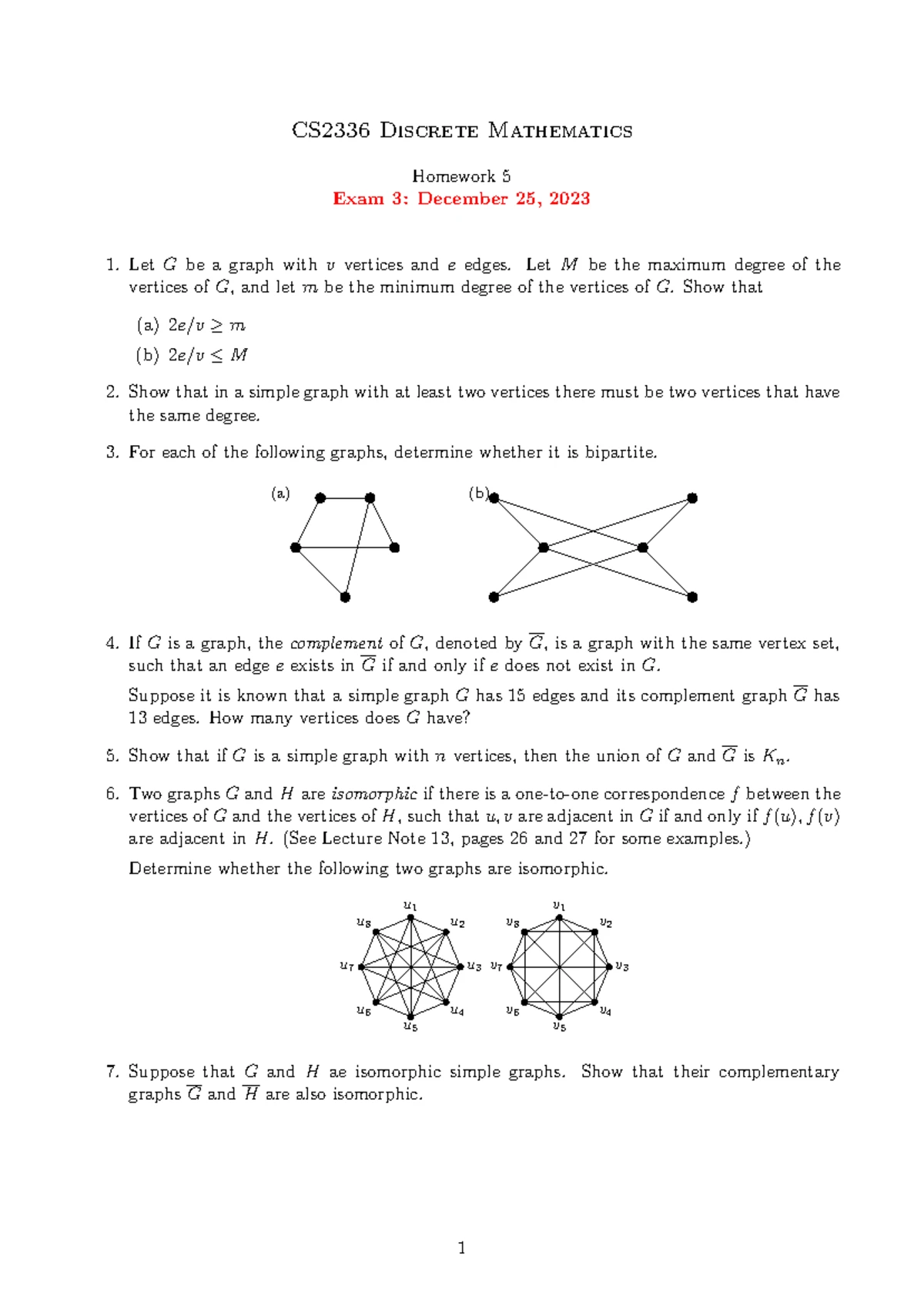 Discrete Math Final Exam - CS2336 Discrete Mathematics Exam 3 January ...