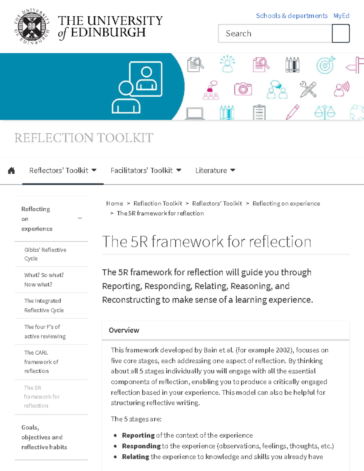 The 5R Framework for Reflection: A Comprehensive Toolkit - Studocu