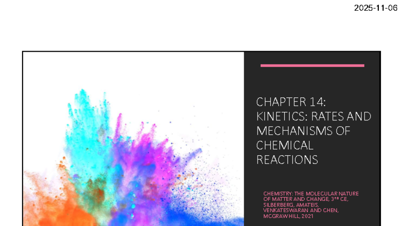 CHAPTER 14: CHEMICAL KINETICS AND REACTION RATES - CHEMISTRY 3RD CE ...