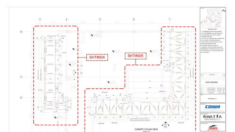 BGCC-318-SD-NSC-6LA-003 R2: Key Plan & General Notes for Steel Canopy ...
