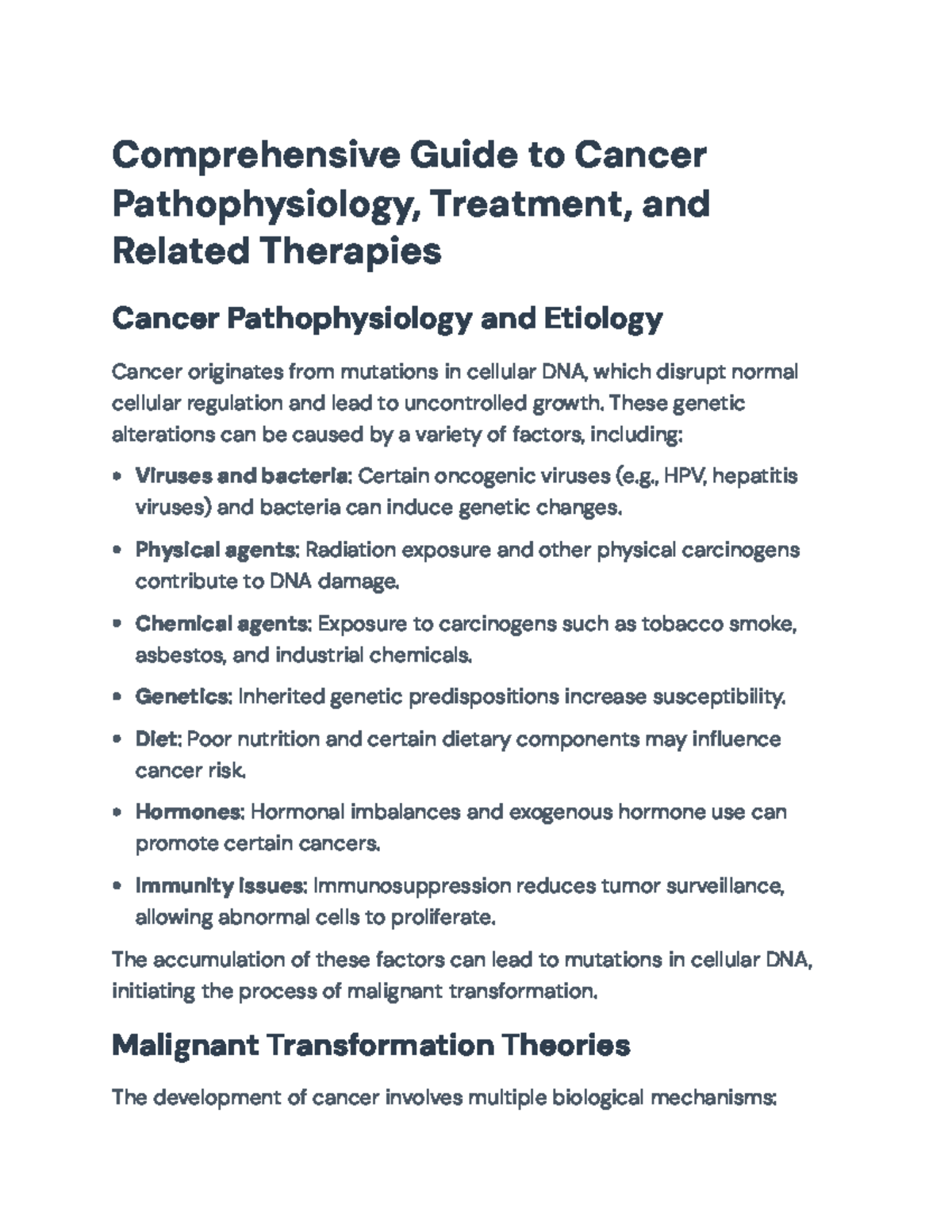 Comprehensive Guide to Cancer Pathophysiology & Treatment (CANC 101 ...