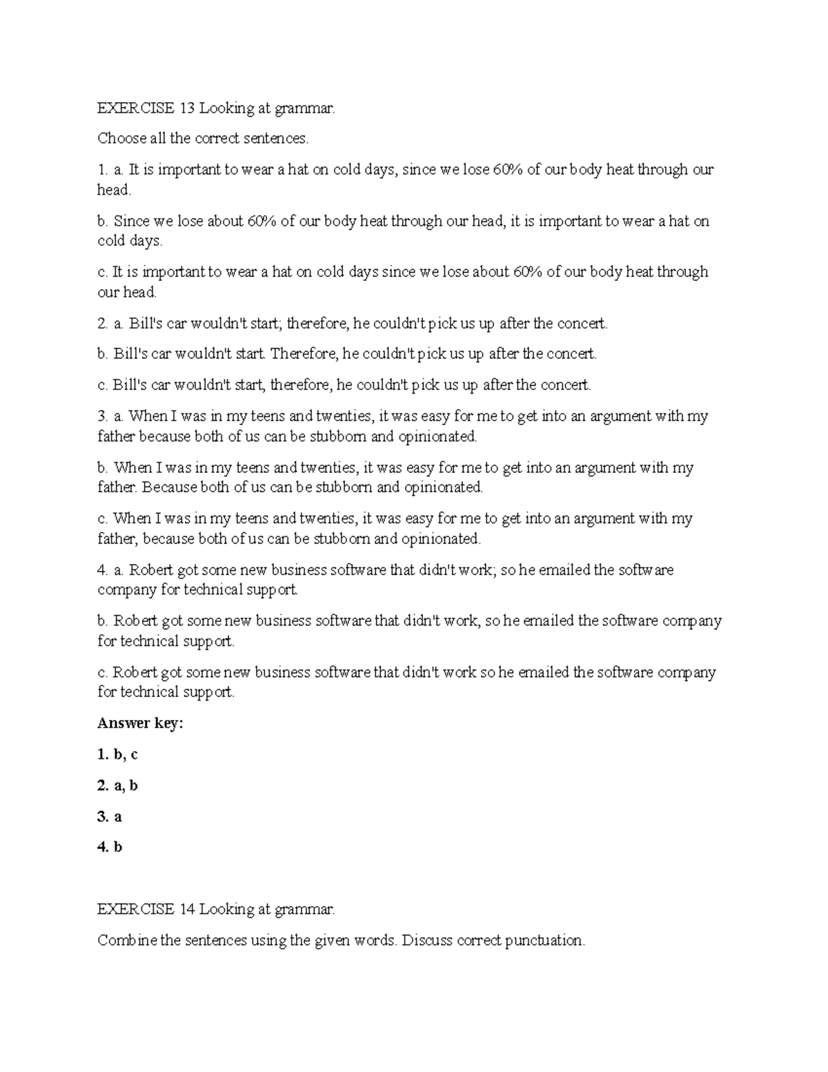 Chapter 19 Exercises 13 & 14: Grammar and Sentence Structure - Studocu