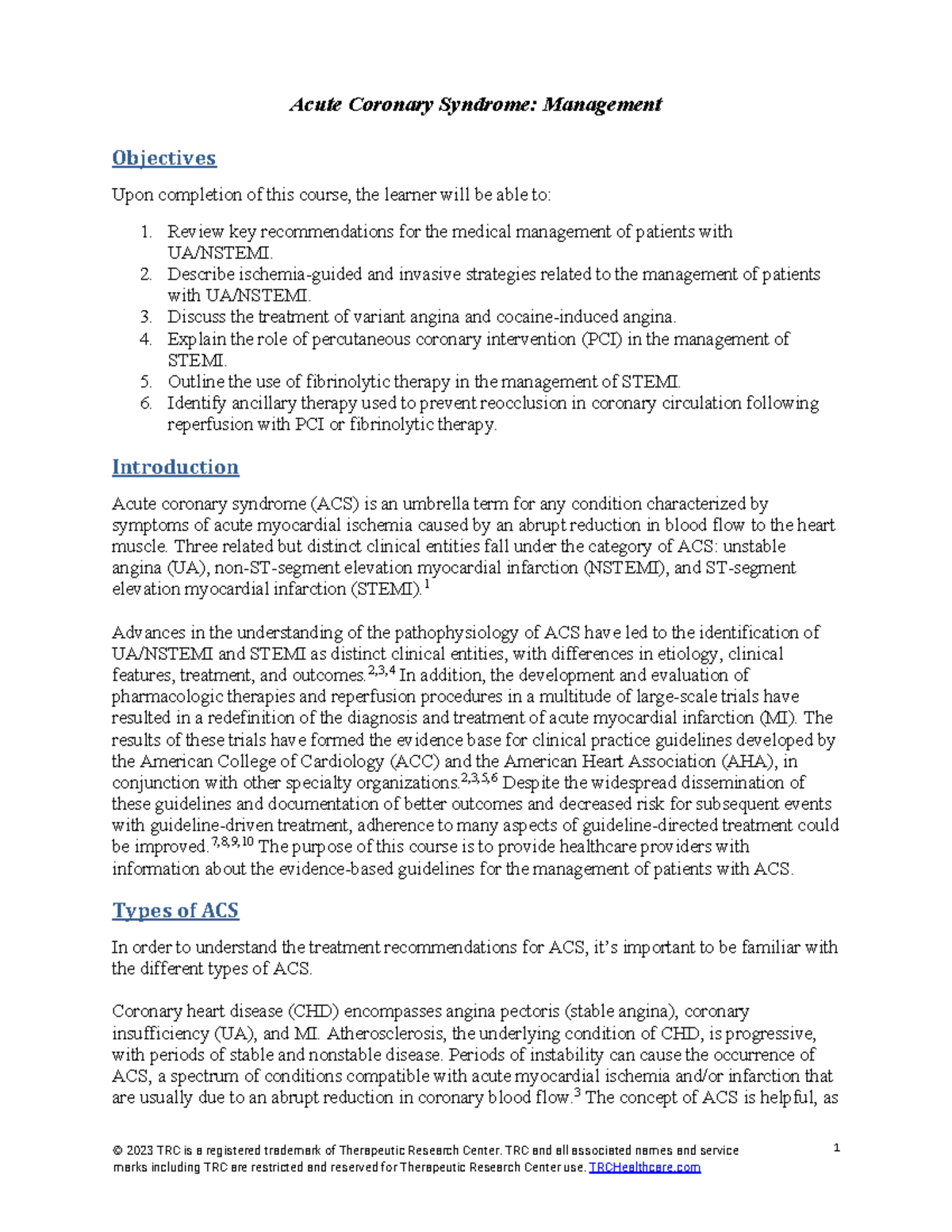 23-236 - Acute Coronary Syndrome Management: Guidelines and Therapies ...