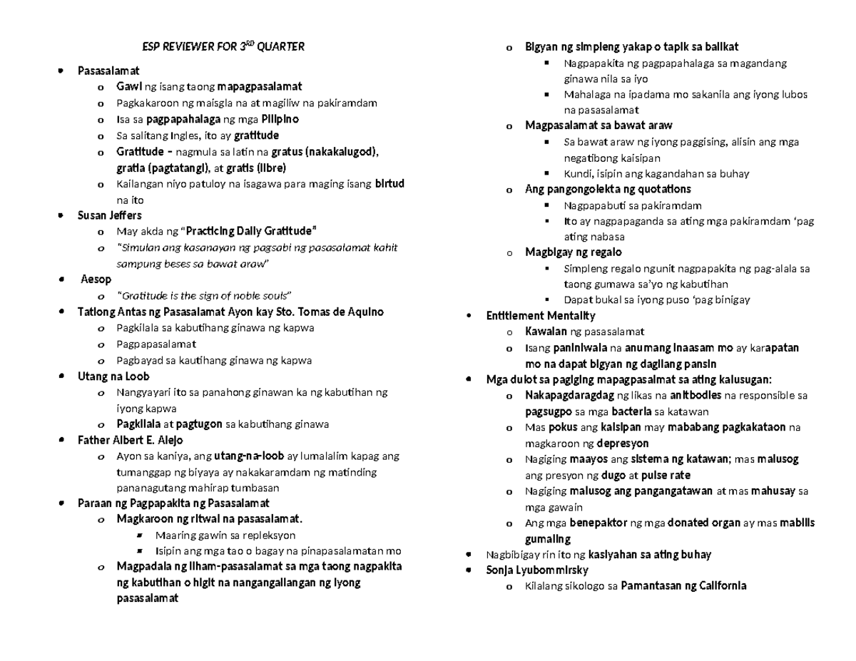 397646881 Esp Reviewer for 3rd Quarter Grade 8 - ESP REVIEWER FOR 3RD ...