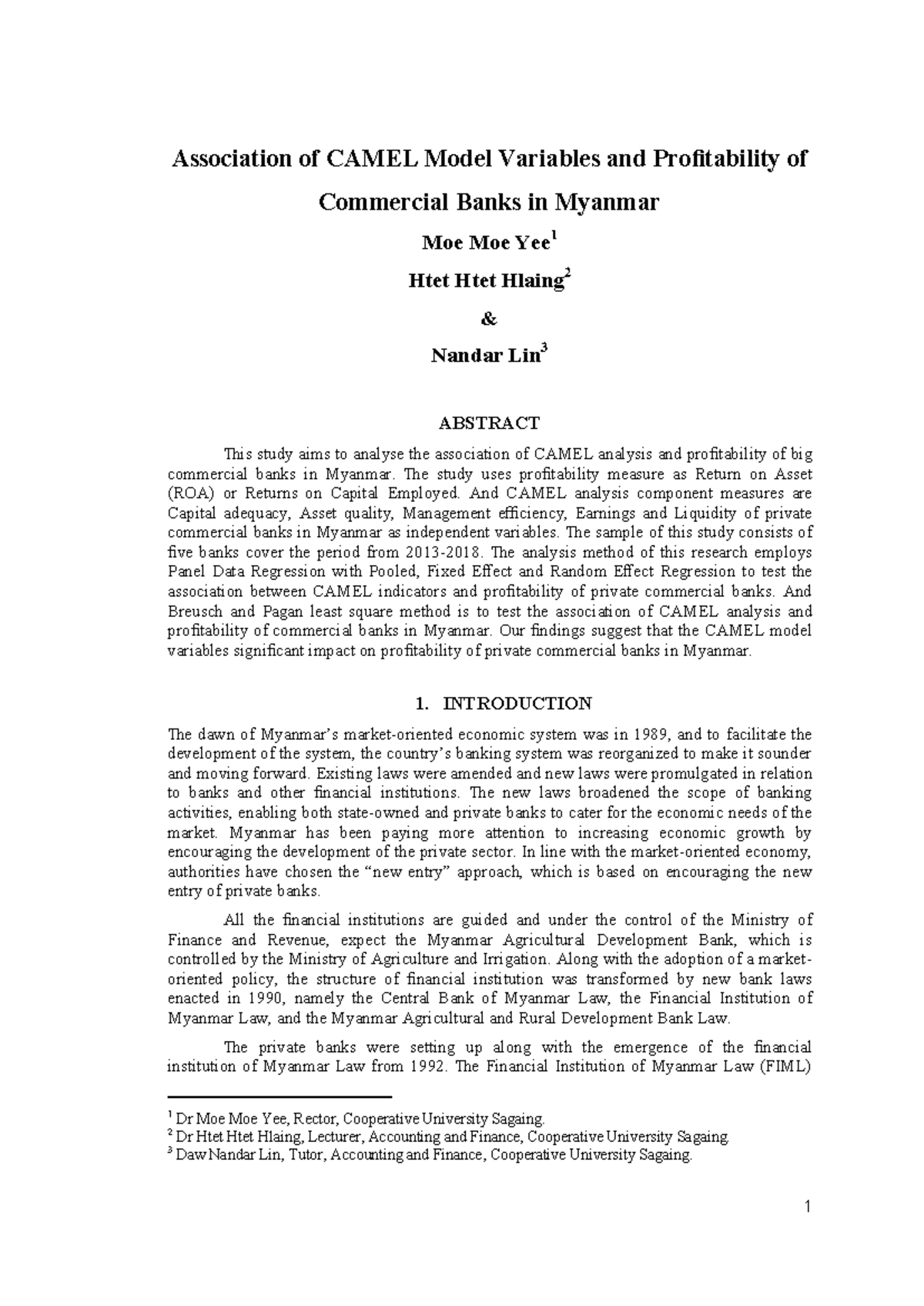 I6F5N8ig2y Dy FJnu P 8B0 - Association of CAMEL Model Variables and ...