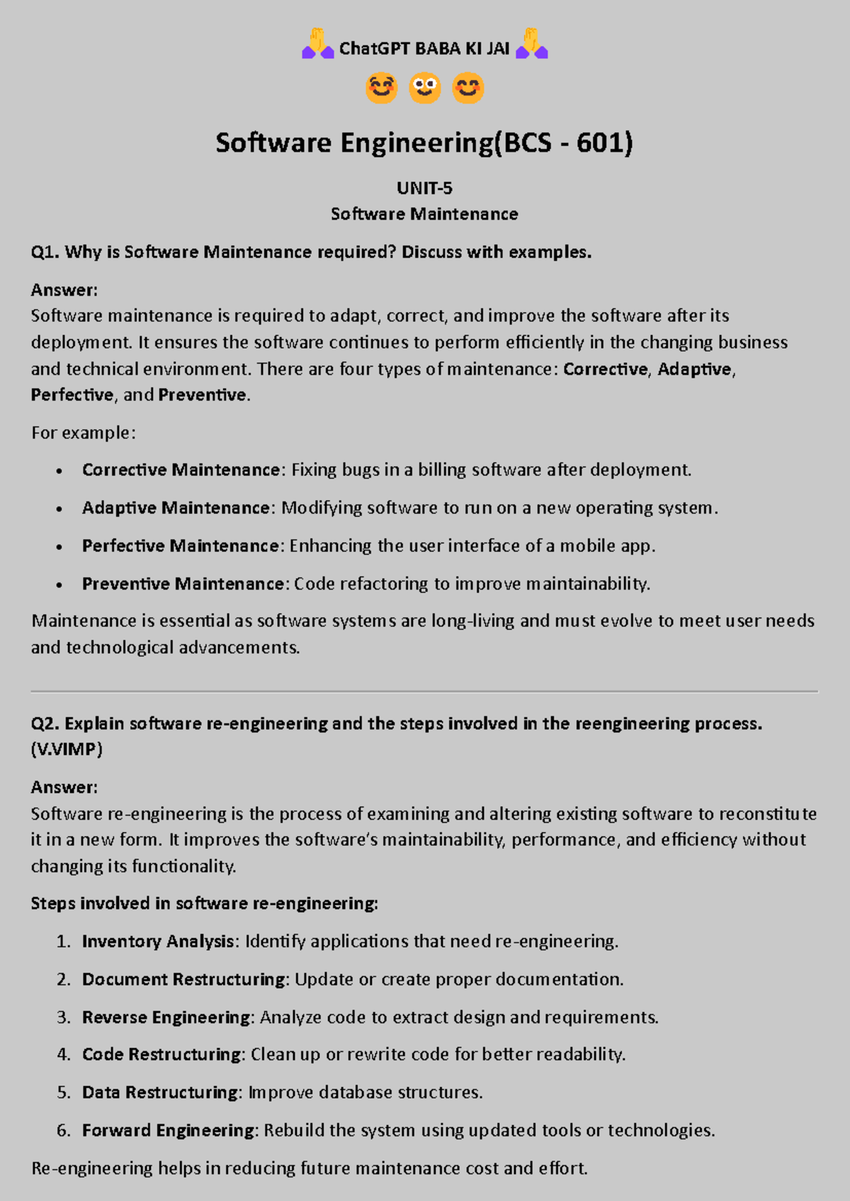 SE IMP QUES - Important PYQs Solutions for Software Engineering (BCS ...