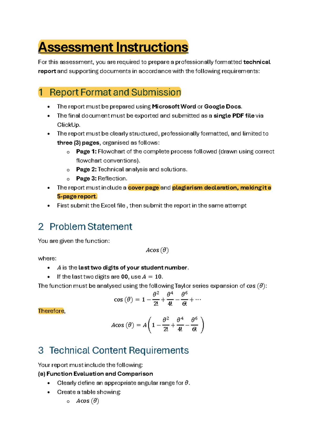 Technical Report Guidelines for Assessment - Course Code: ASMT-2 - Studocu