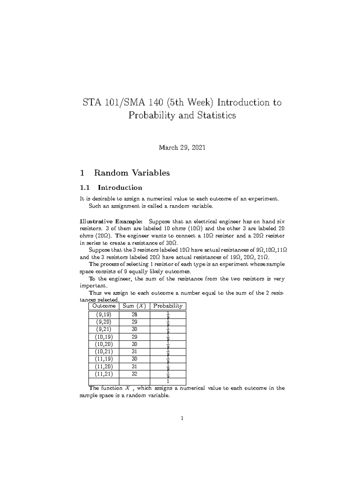STA 140 Lecture 4: Introduction to Random Variables and Probability ...