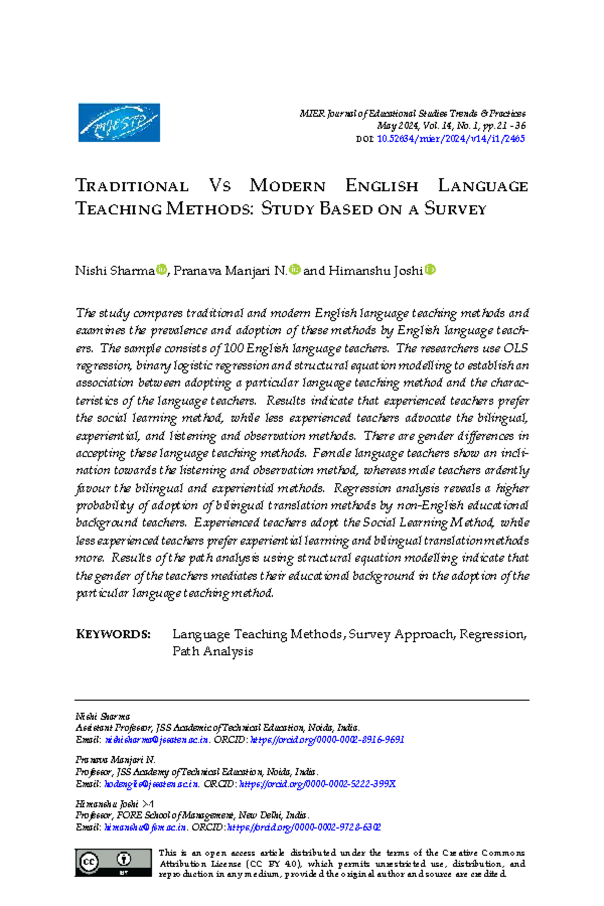 MIER Journal of Educational Studies: Traditional vs Modern ELT Methods ...