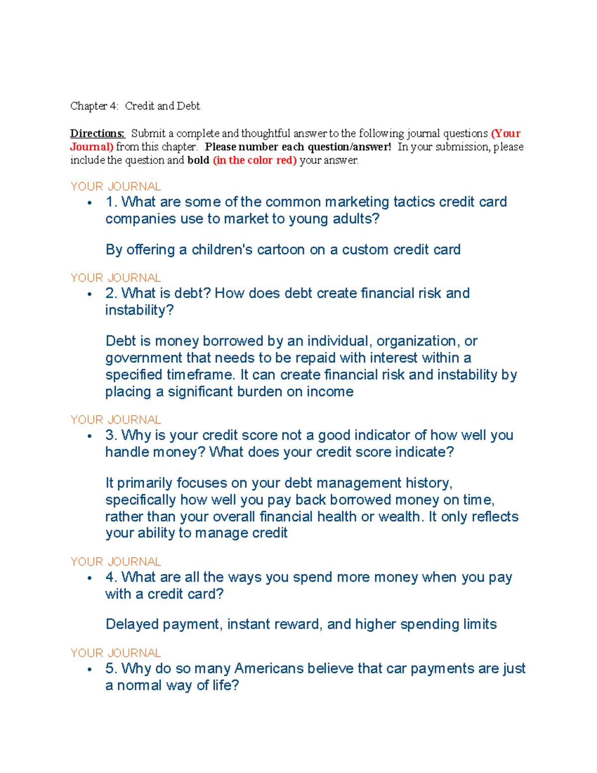 4-Journal+Questions copy - Chapter 4: Credit and Debt Directions: Submit a complete and ...