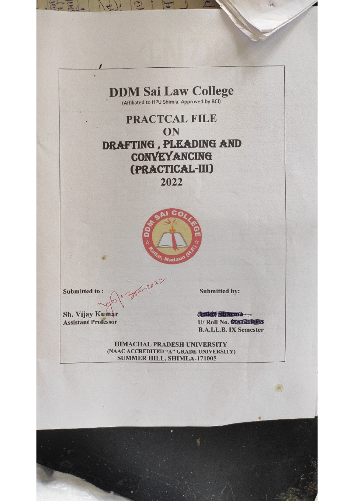 Practical File on Drafting, Pleading & Conveyancing - B.A.LL. IX Sem ...