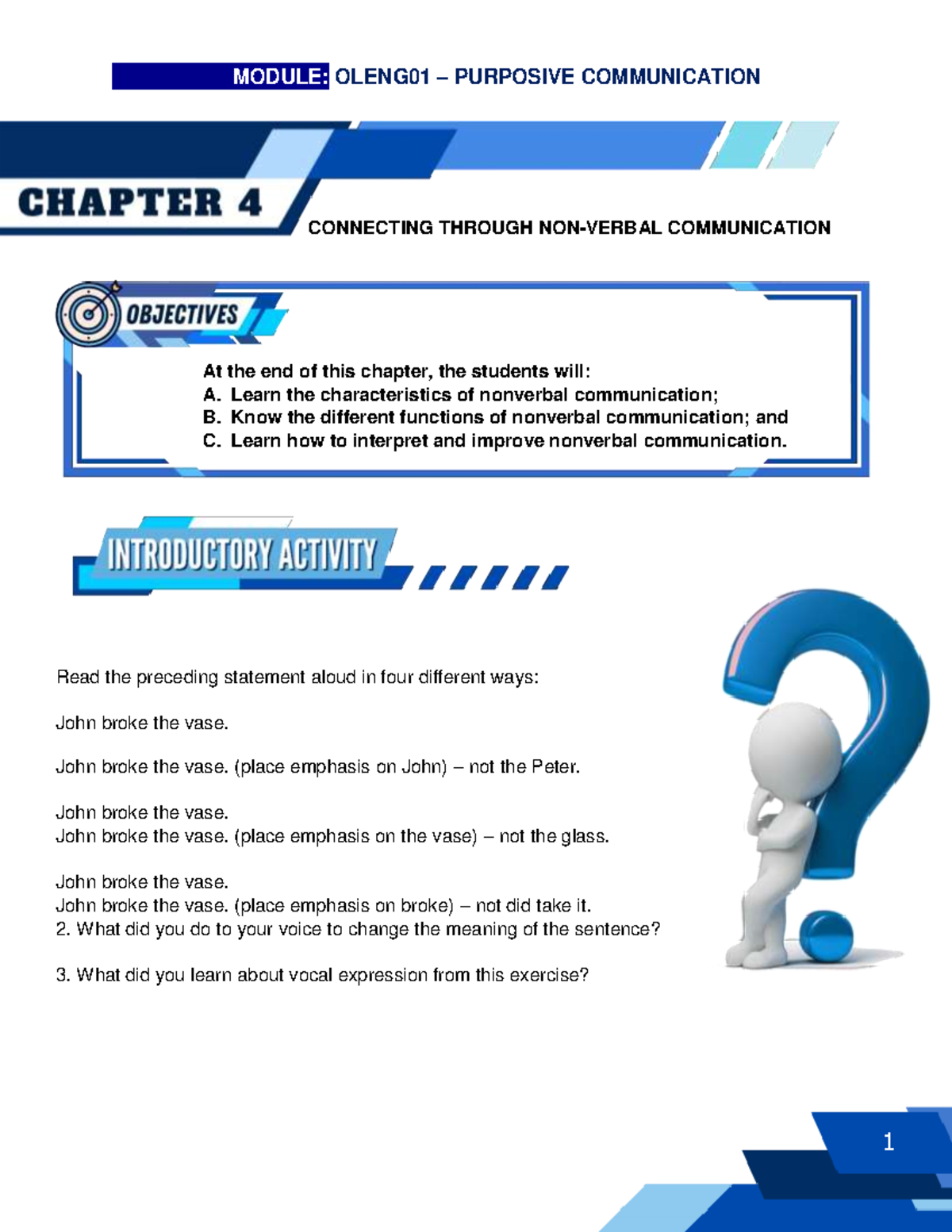 Chapter 4: Understanding Nonverbal Communication in Depth - Studocu