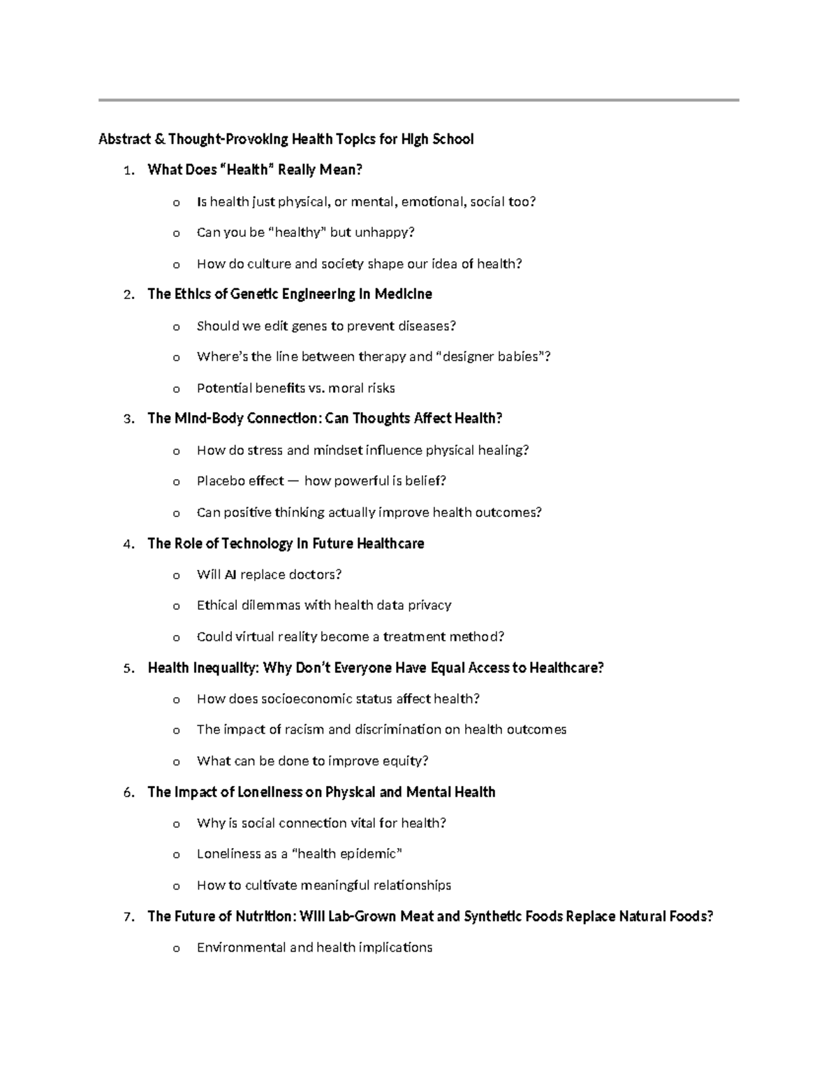 Health Topics Overview for High School: Ethics, Technology & Nutrition ...