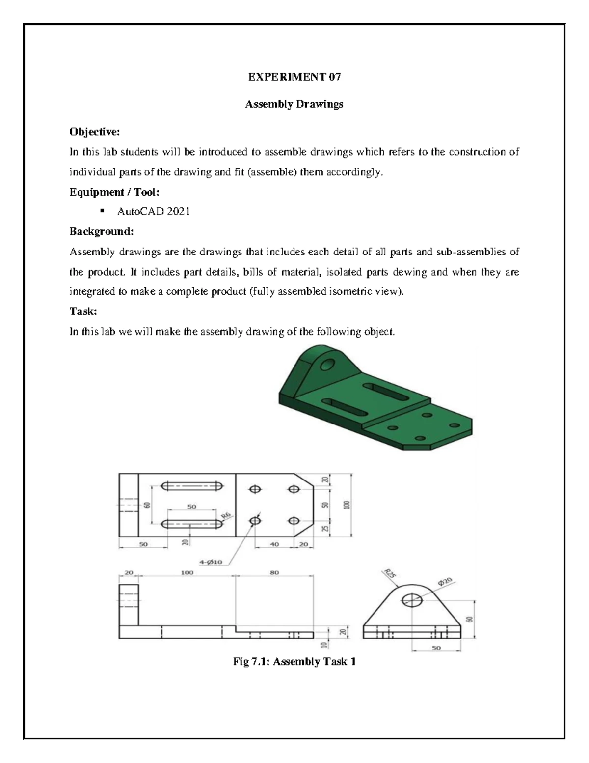 Lab 2 Cad - Drawing For learning AutoCad Assignments , Helping to make ...
