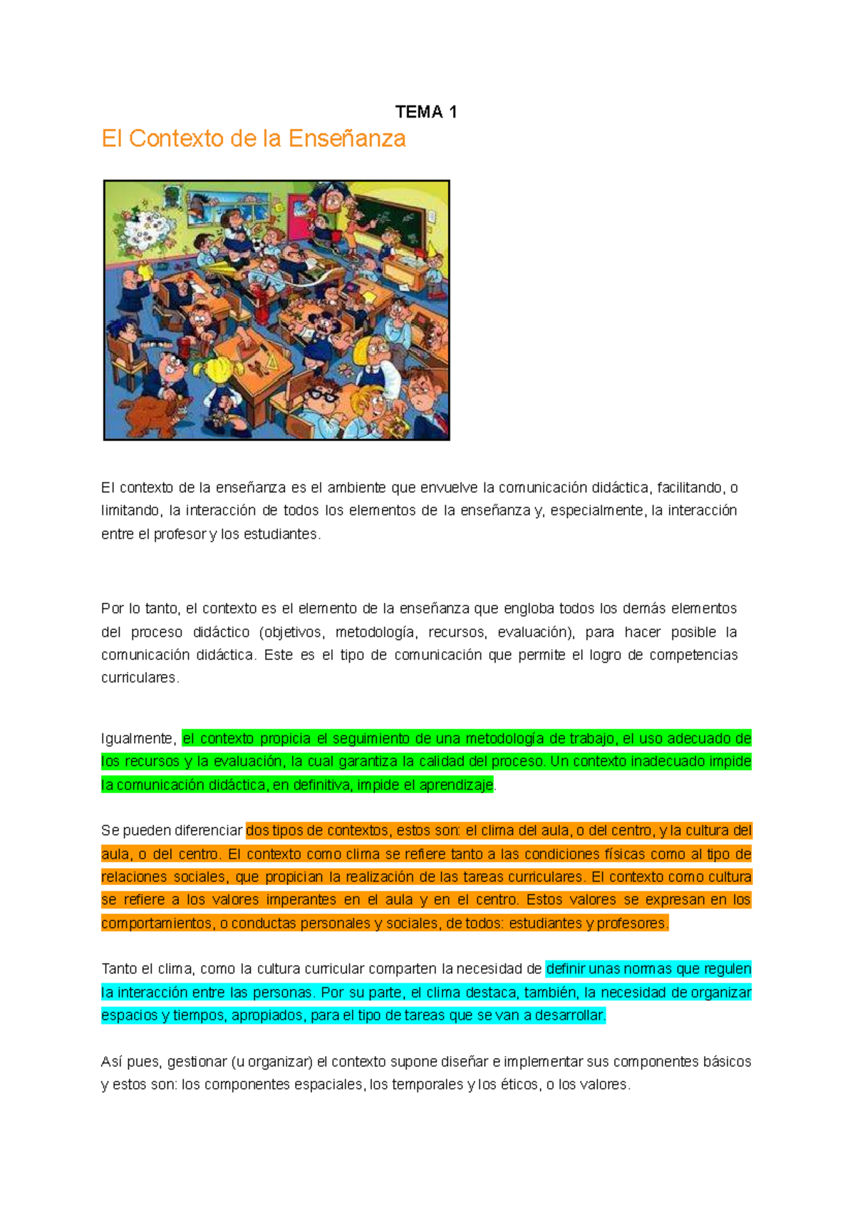 TEMA 1: El Contexto de la Enseñanza y su Impacto en el Aprendizaje ...