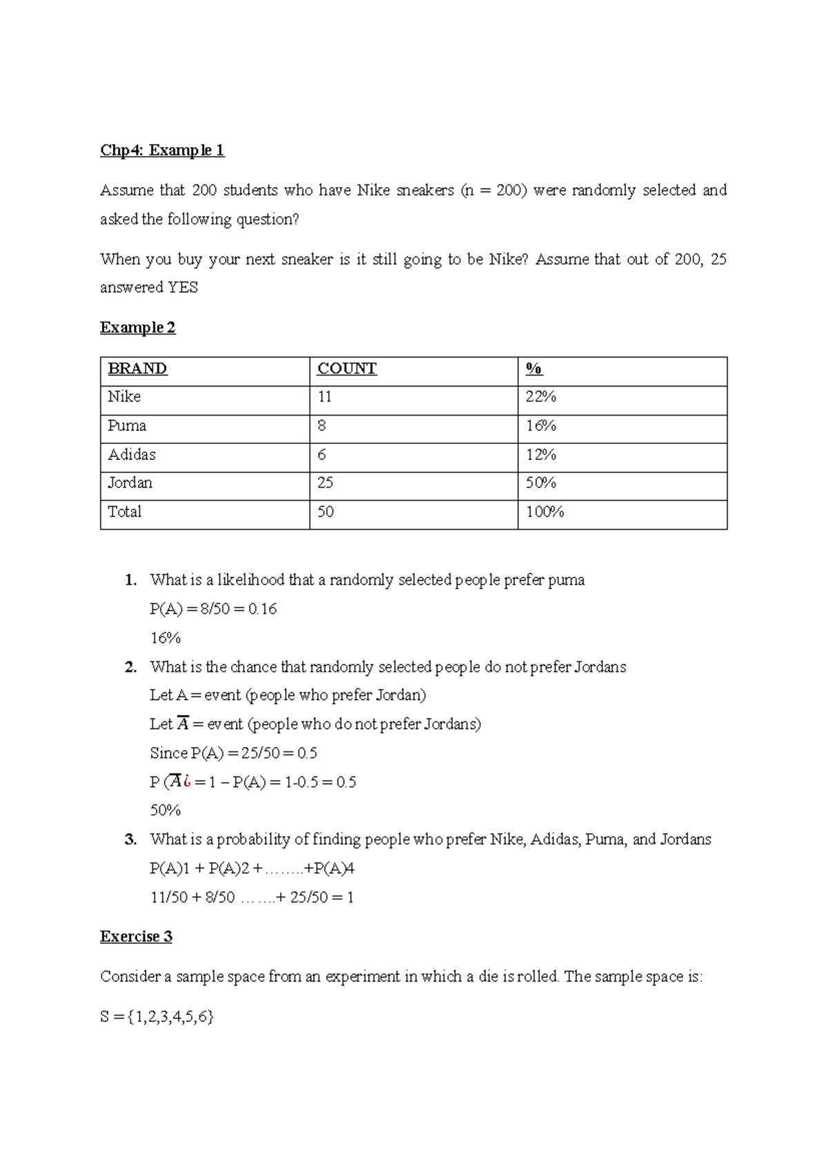 Probability notes: Chapter 4 exercises and examples - Studocu