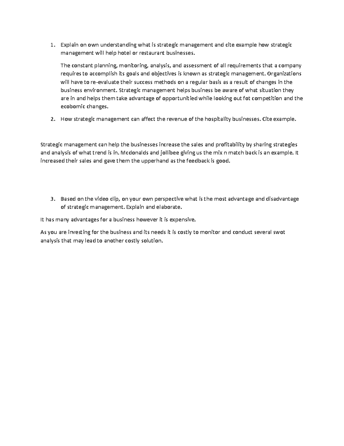 STQM - Stqm activity - Explain on own understanding what is strategic ...