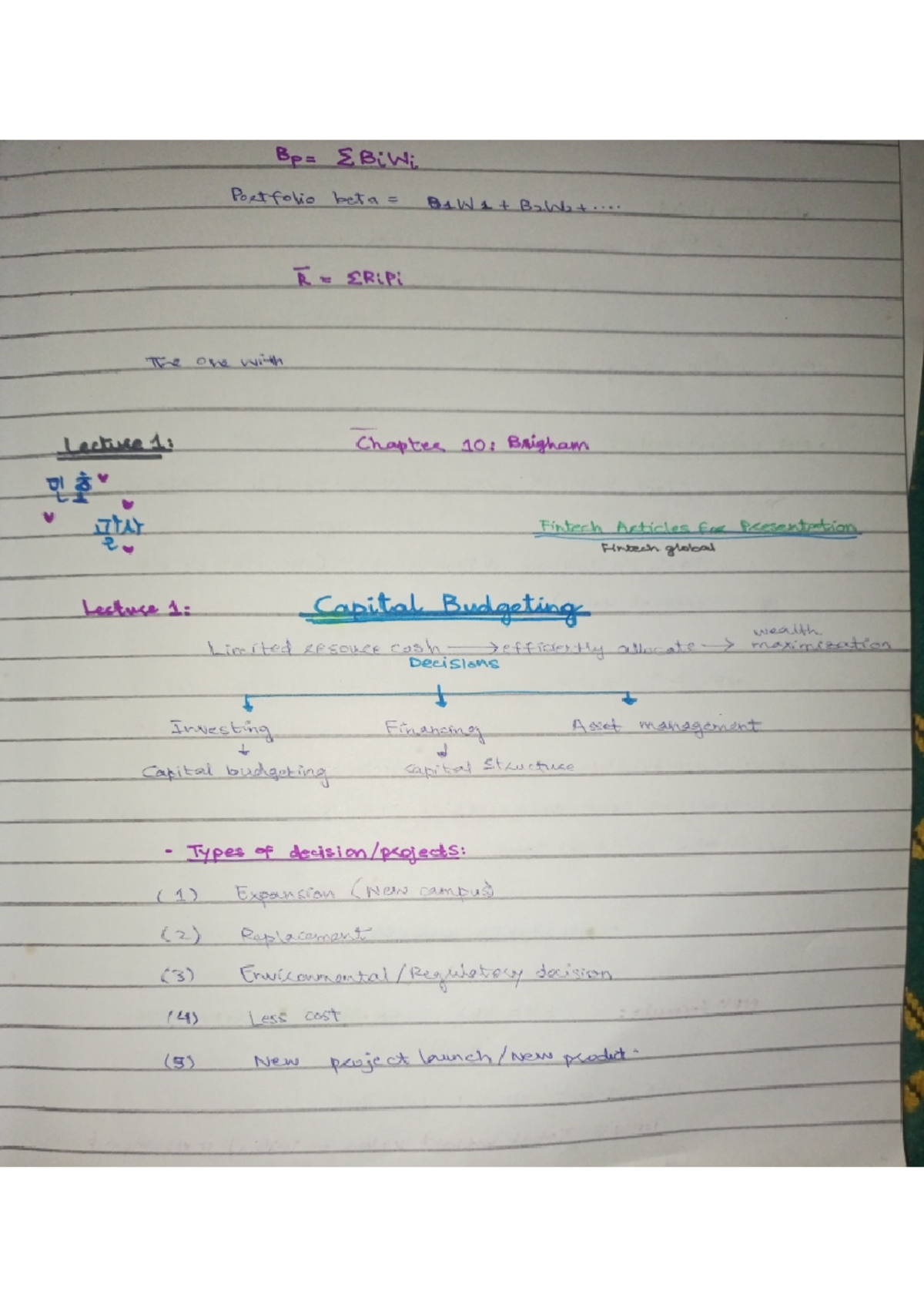 FM notes midterm: Capital budgeting and financial management concepts ...