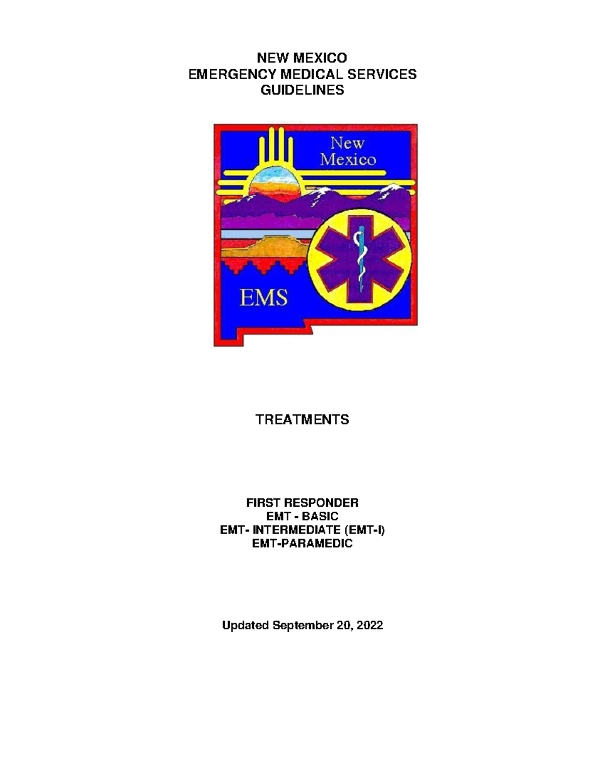 New Mexico EMS Treatment Guidelines for First Responders (SOP) - Studocu