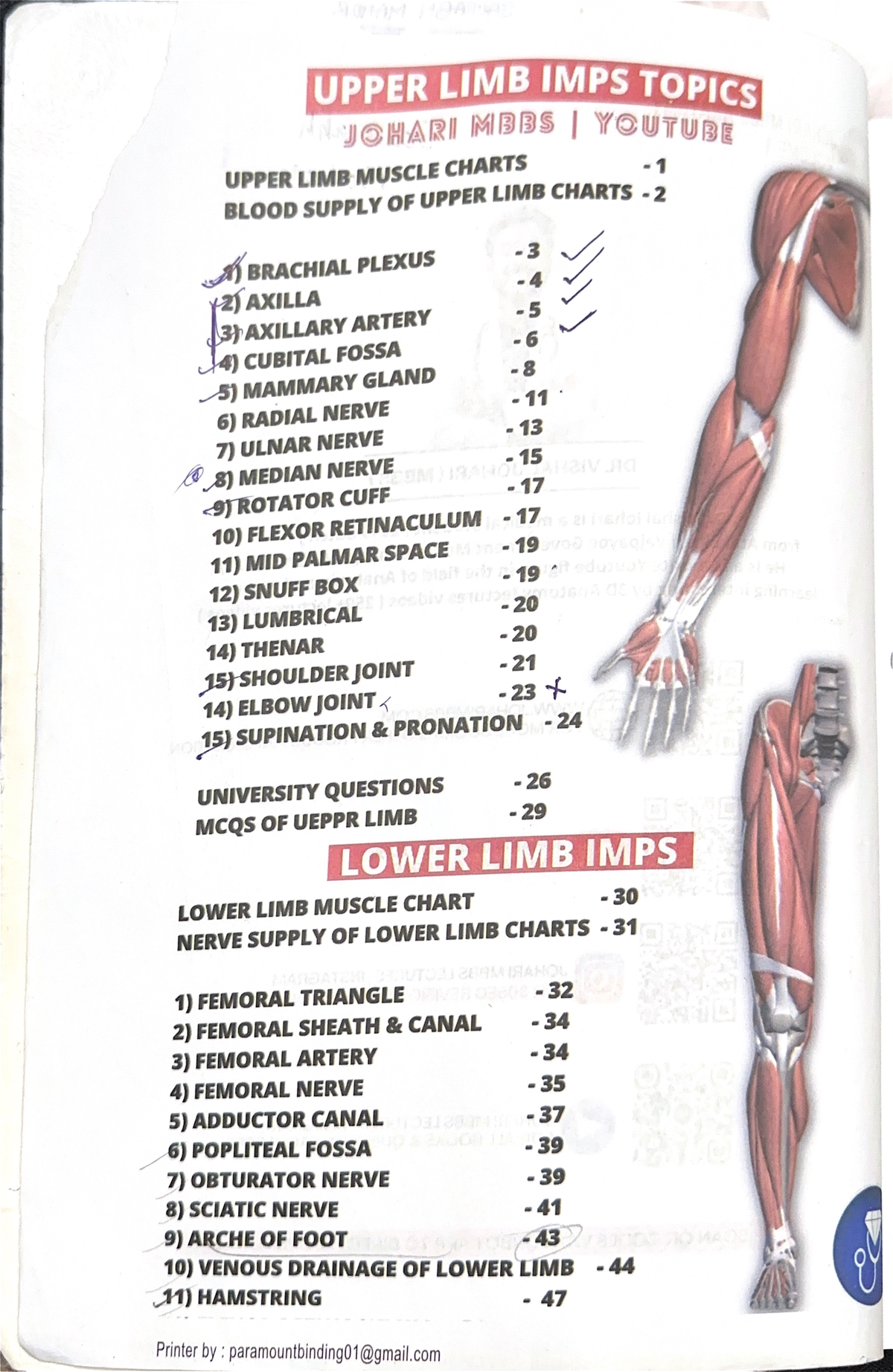 Upper Limb Anatomy Study - JOHARI MBBS Part 1 - Studocu