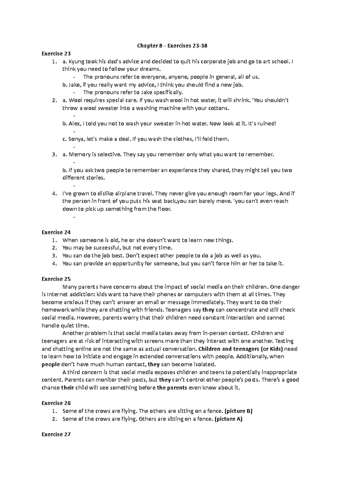Understanding and Using English Grammar - Chapter 8 Exercises 23-38 ...
