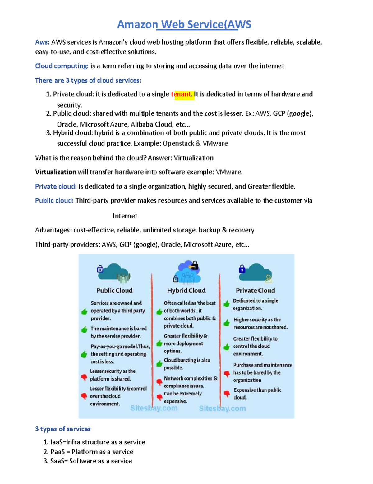 AWS 1 - Cloud Computing: Overview of AWS Services and Features - Studocu