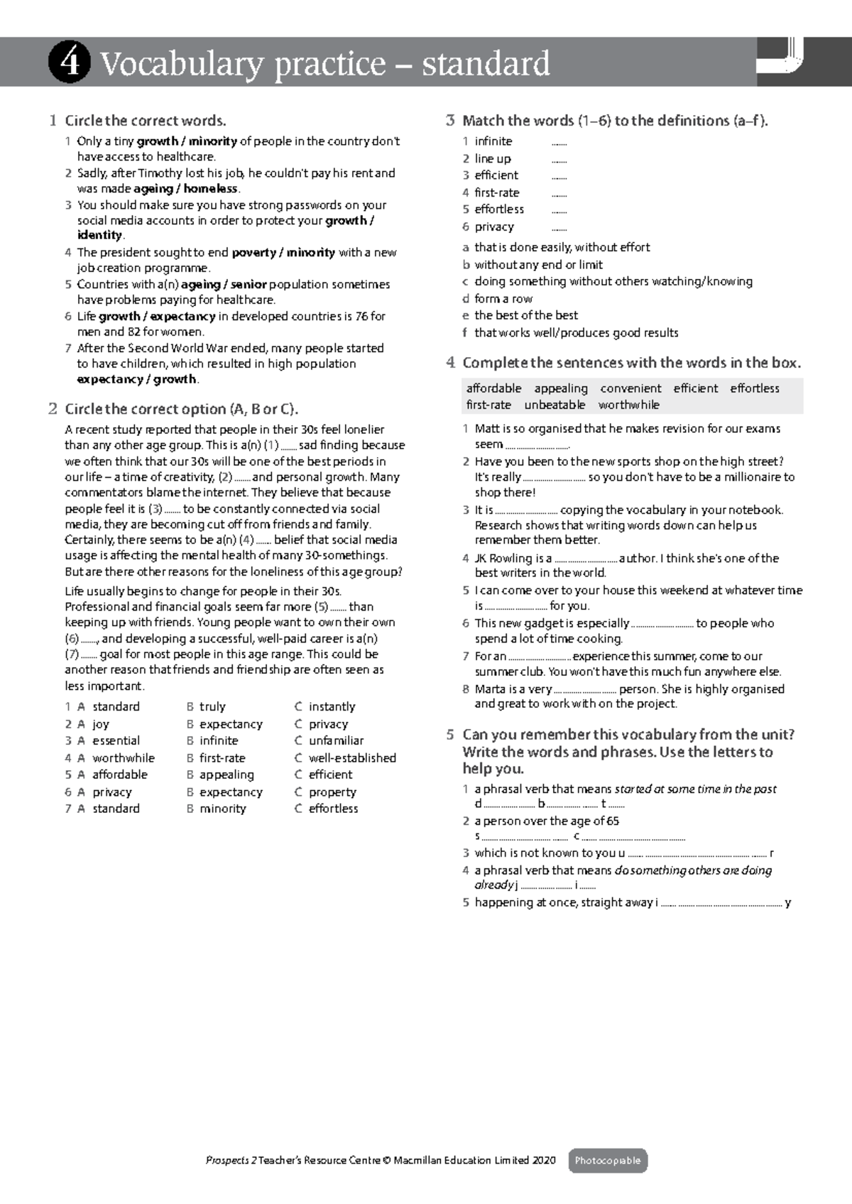EP U04 Vocabulary Practice standard - Vocabulary practice – standard ...